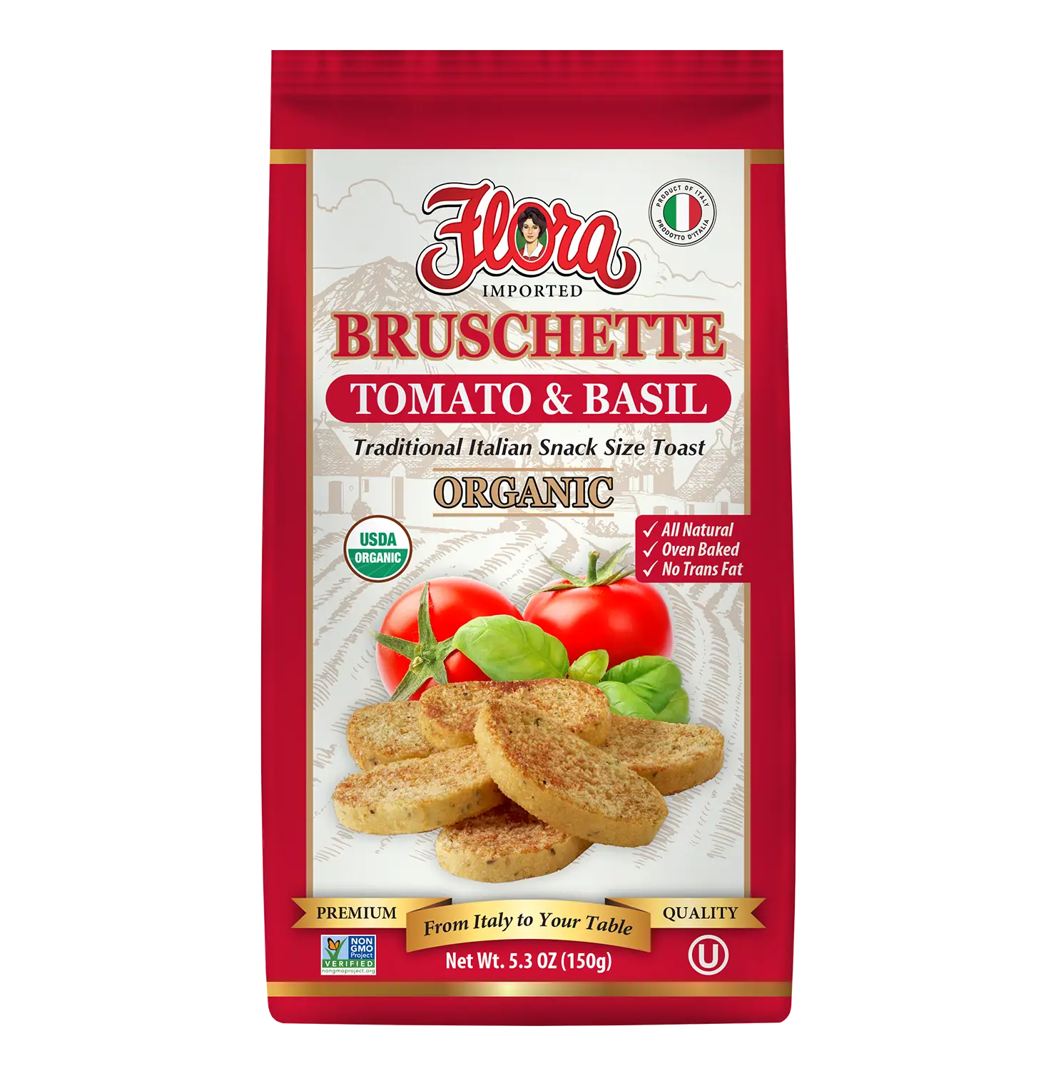 Bruschette Mini Toasts - Tomato & Basil Organic - 5.3 oz