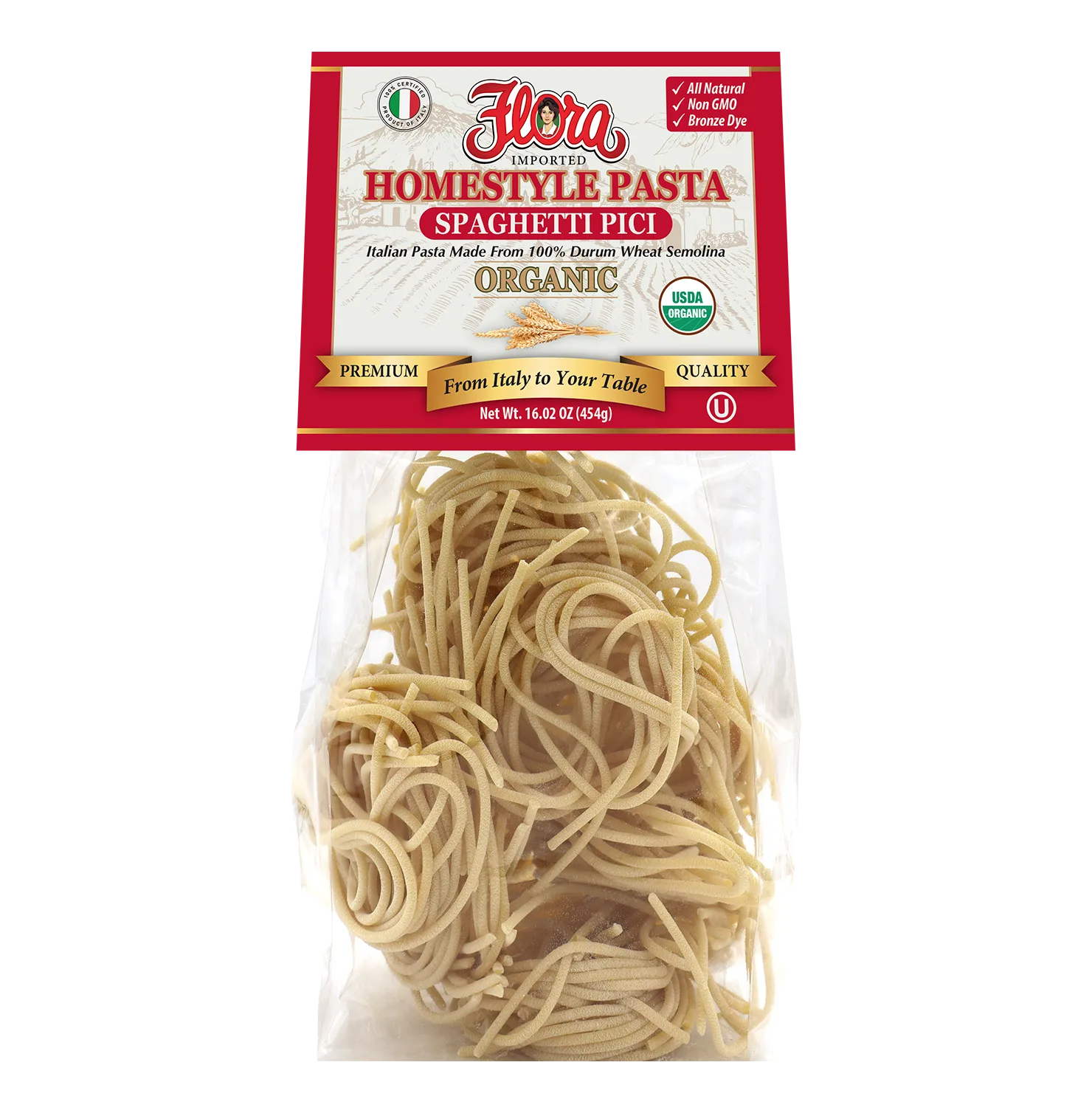 Homestyle Spaghetti Pici Pasta - Organic - 16.02 oz