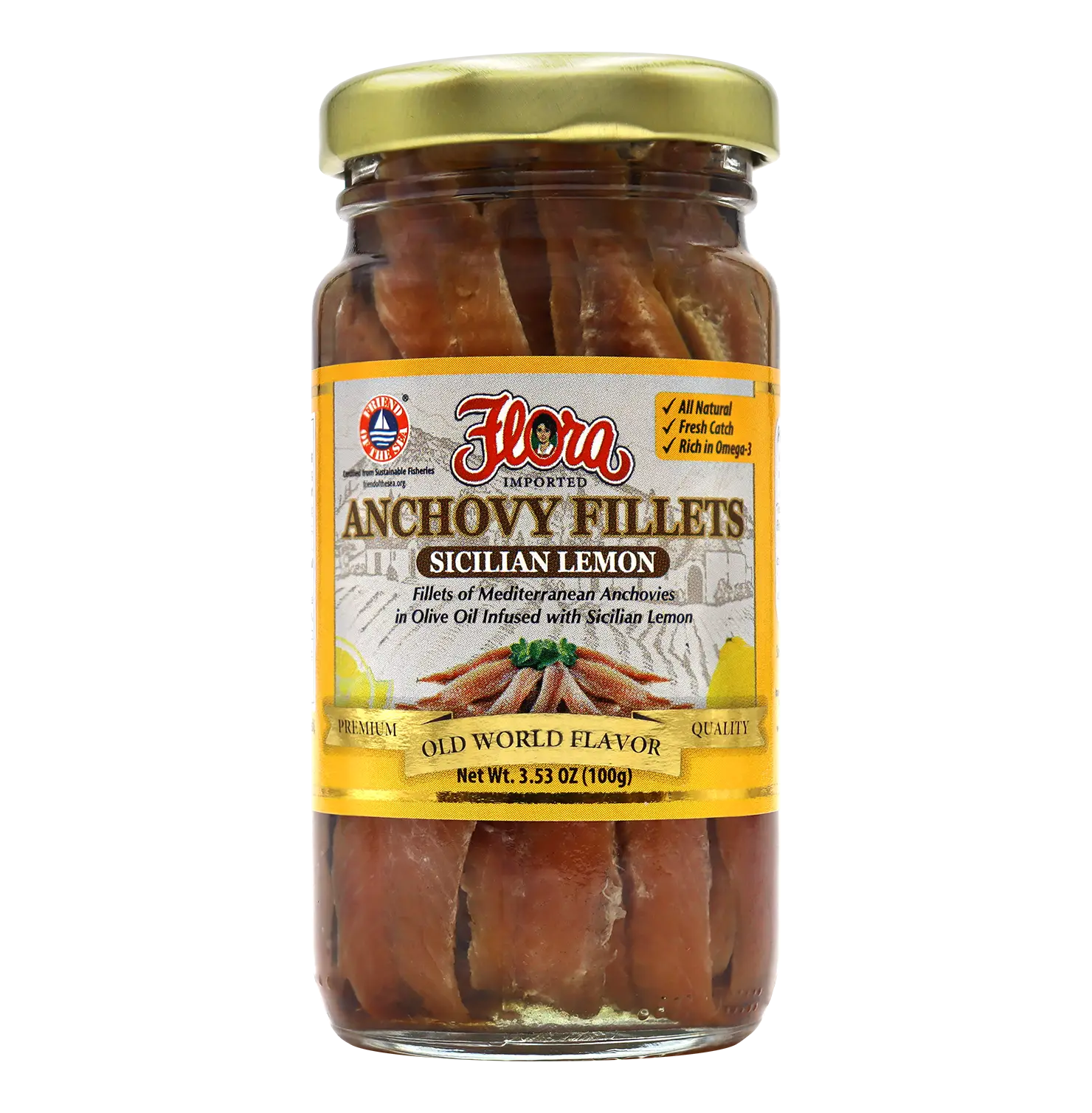 Mediterranean Anchovy Fillets in Olive Oil Infused with Sicilian Lemon - 3.5oz