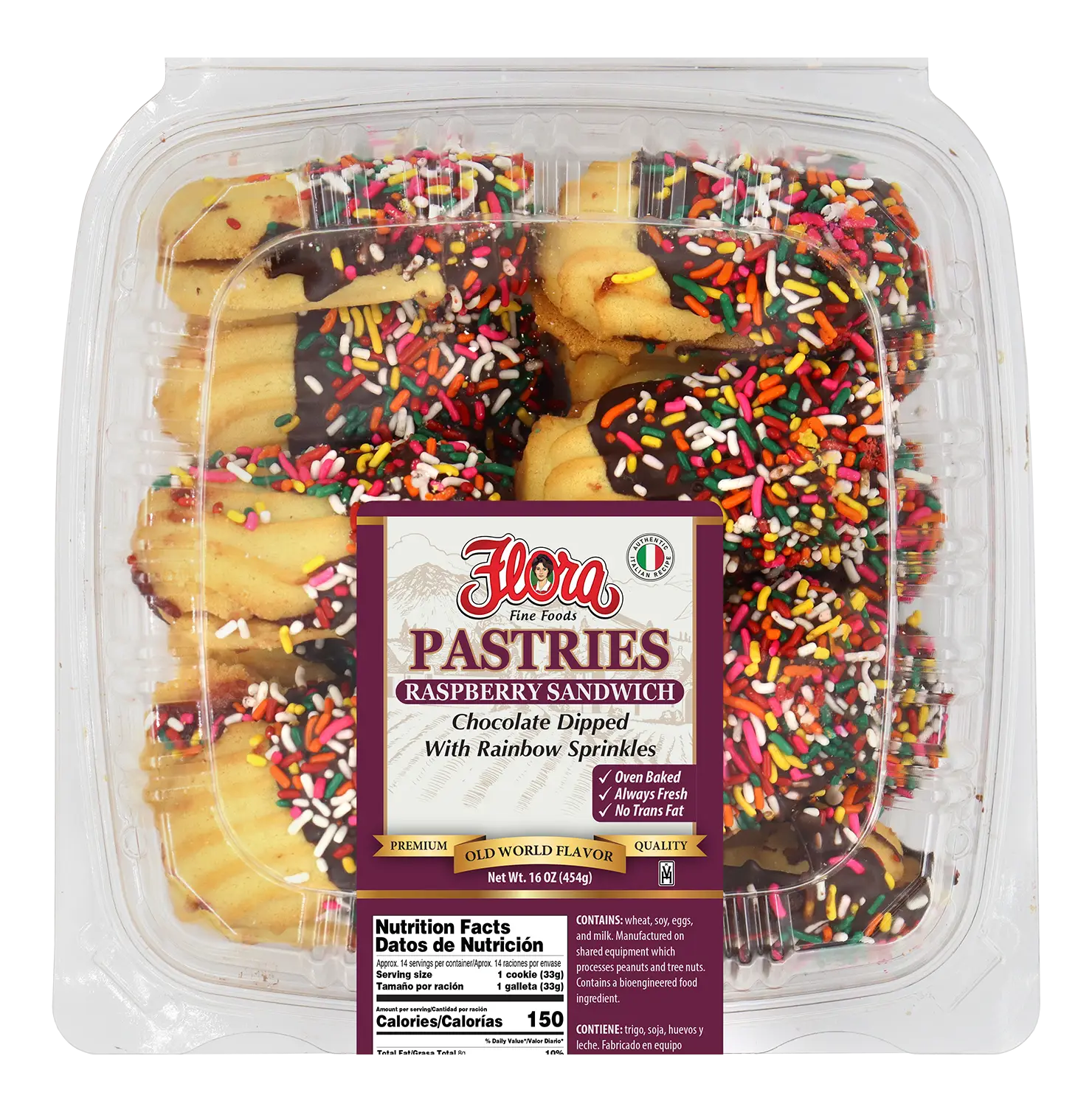 Raspberry Chocolate Dipped - Sandwich Cookies - 16 oz