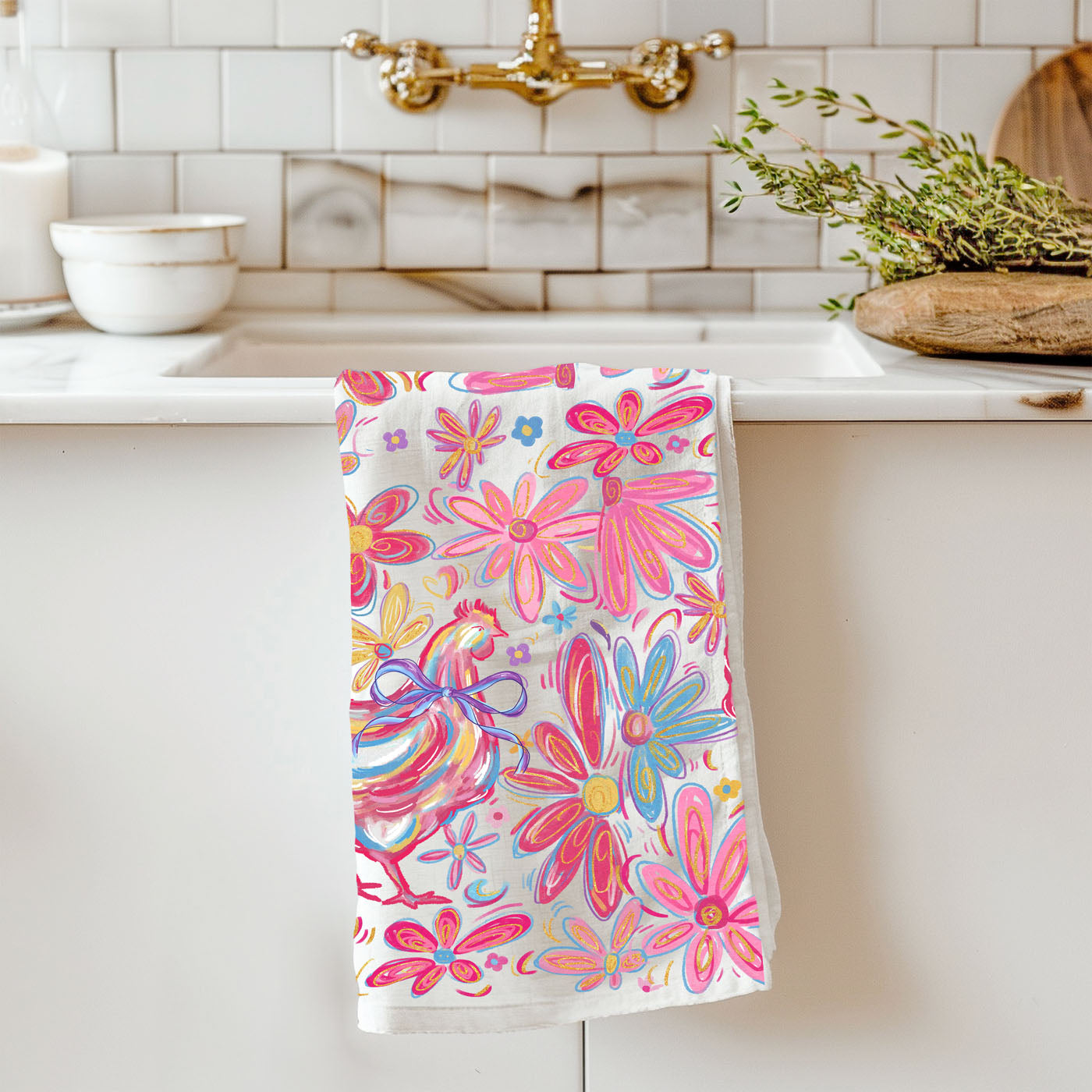 Floral Boho Chicken Towel