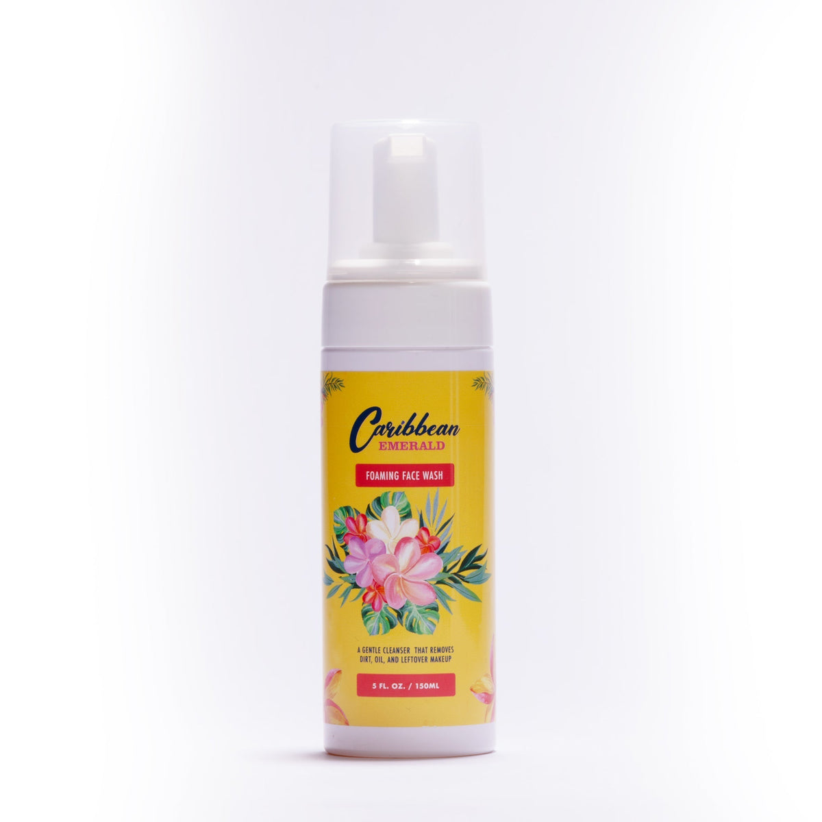 Caribbean Emerald Foaming Face Wash gentle facial cleanser for daily skincare, dirt oil and makeup removal, 5 fl oz 150ml cleansing foam bottle