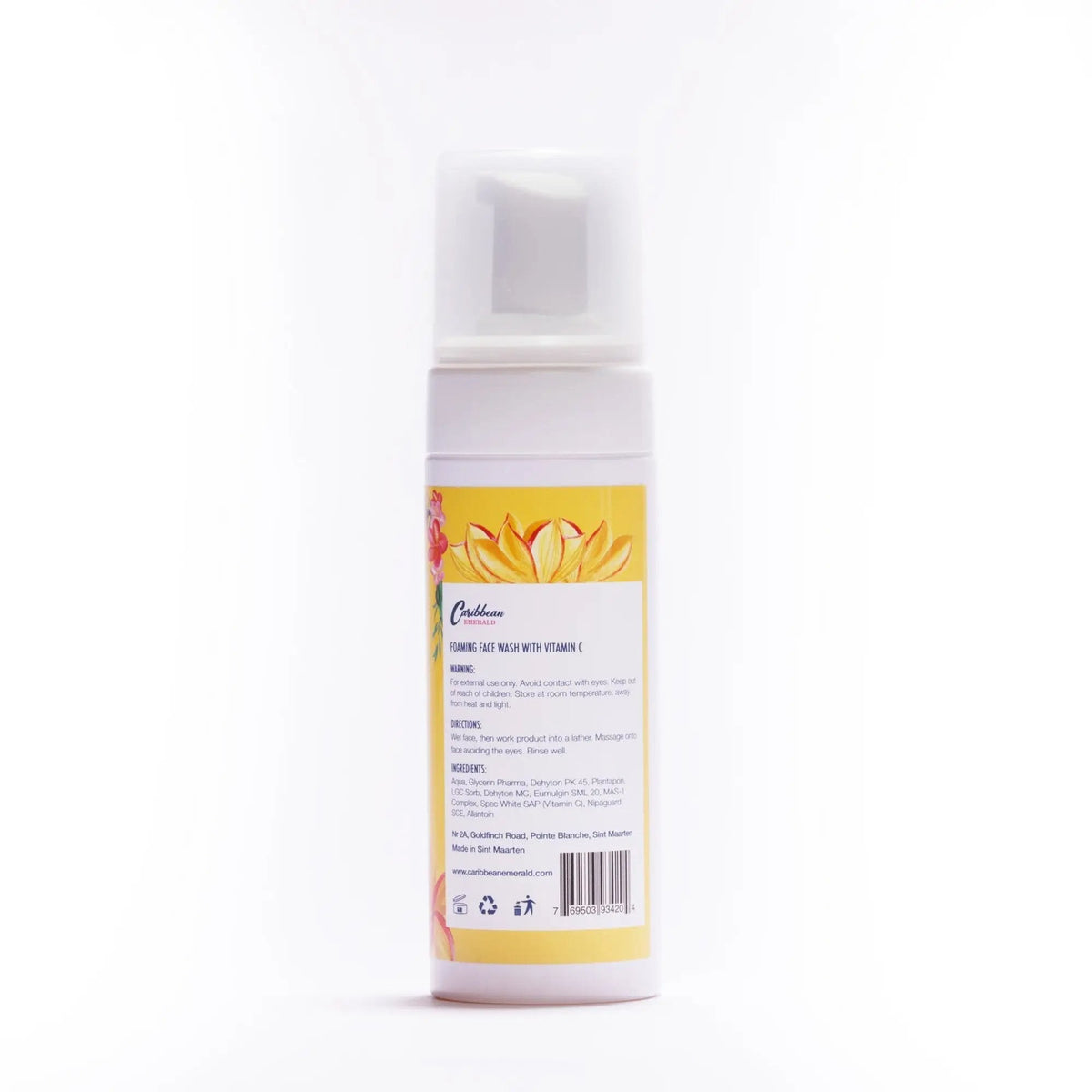 Caribbean Emerald Foaming Face Wash with Vitamin C, gentle facial cleanser for daily skincare, removes dirt, excess oil and makeup, refreshing cleansing foam, 5 fl oz 150ml, tropical botanical beauty skincare, made in St. MaartenCaribbean Emerald Foaming Face Wash with Vitamin C, gentle facial cleanser for daily skincare, removes dirt, excess oil and makeup, refreshing cleansing foam, 5 fl oz 150ml, tropical botanical beauty skincare, made in St. MaartenCaribbean Emerald Foaming Face Wash with Vitamin C