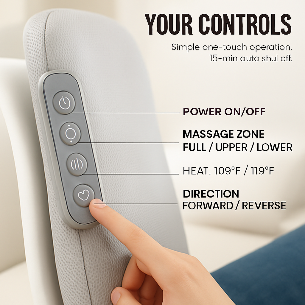 Full Back Massager With Rolling Kneading Nodes Soothing Heating 3D Deep Tissue Shiatsu Chair Massage Pad For Lumbar Upper Lower Back Gift For Women Me