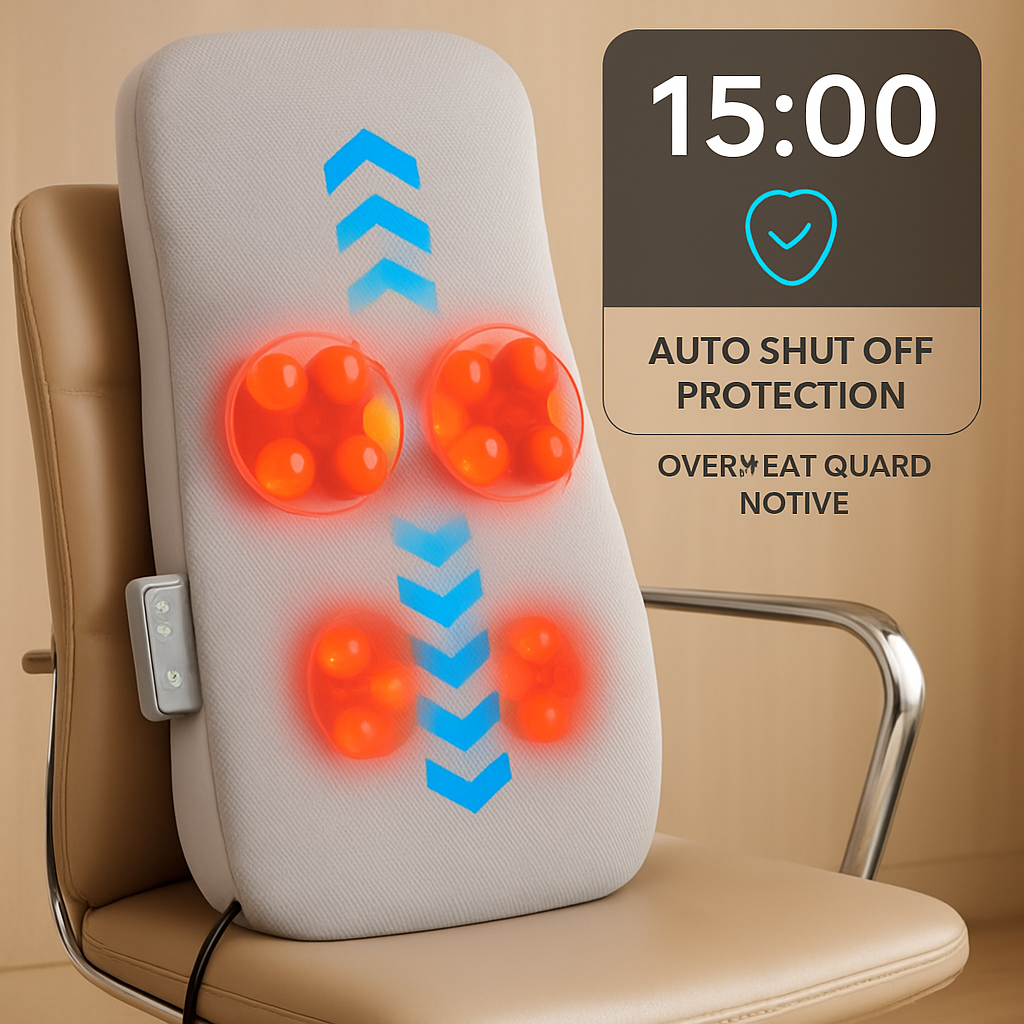 Full Back Massager With Rolling Kneading Nodes Soothing Heating 3D Deep Tissue Shiatsu Chair Massage Pad For Lumbar Upper Lower Back Gift For Women Me