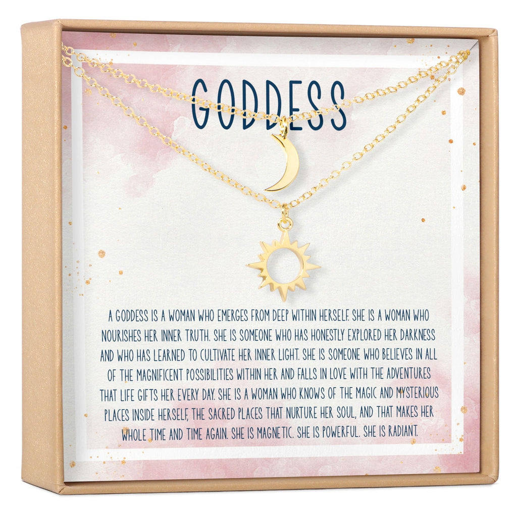 Goddess Sun and Moon Pendants Necklace Set