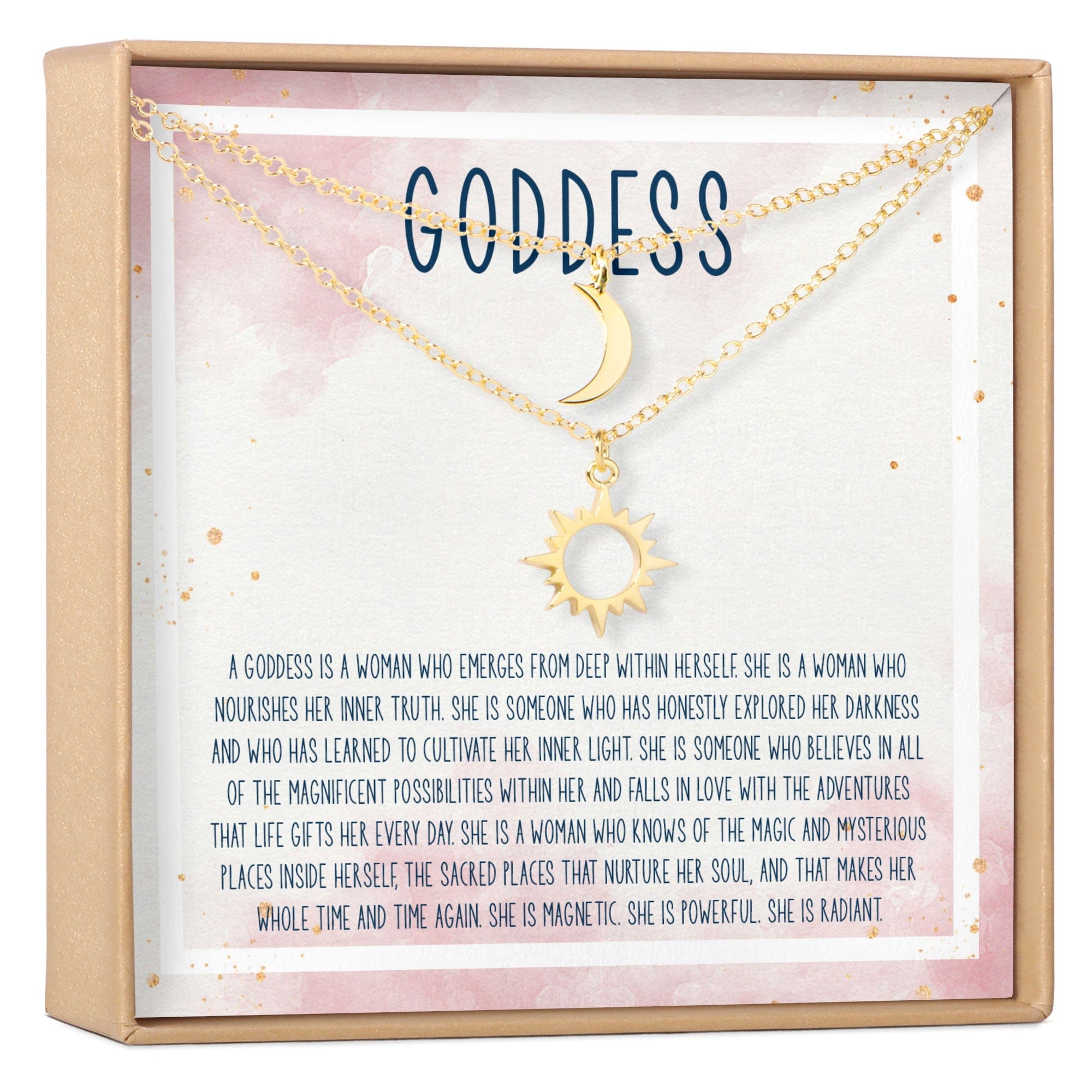 Goddess Sun and Moon Pendants Necklace Set