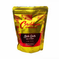 Caribbean Emerald Guava Bath Salts in a gold resealable pouch, tropical scented relaxing detox bath soak from Sint Maarten, 350g self-care spa bath salts.