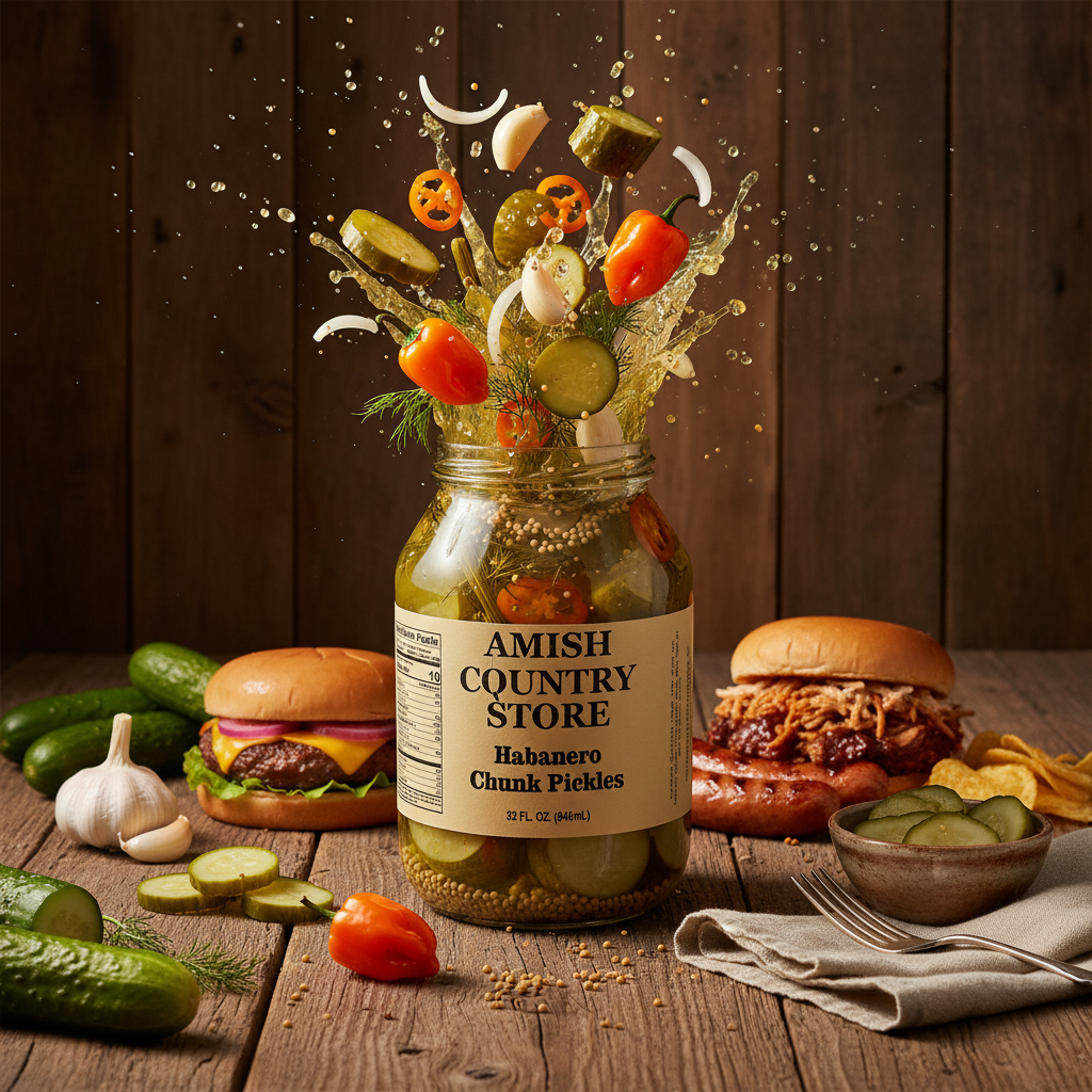 Old-Fashioned Habanero Pickle Chunks | Hot Pickles | Amish Country Store | 32 oz