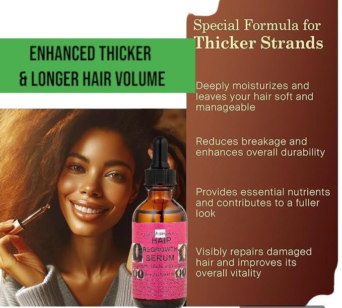Hair Regrowth Serum-with Peppermint Oil, Tea Tree Oil, Argan oil, Jojoba seed, Avocado oil, Castor oil, Sweet Almond, Vitamin E Oil for Scalp and Hair