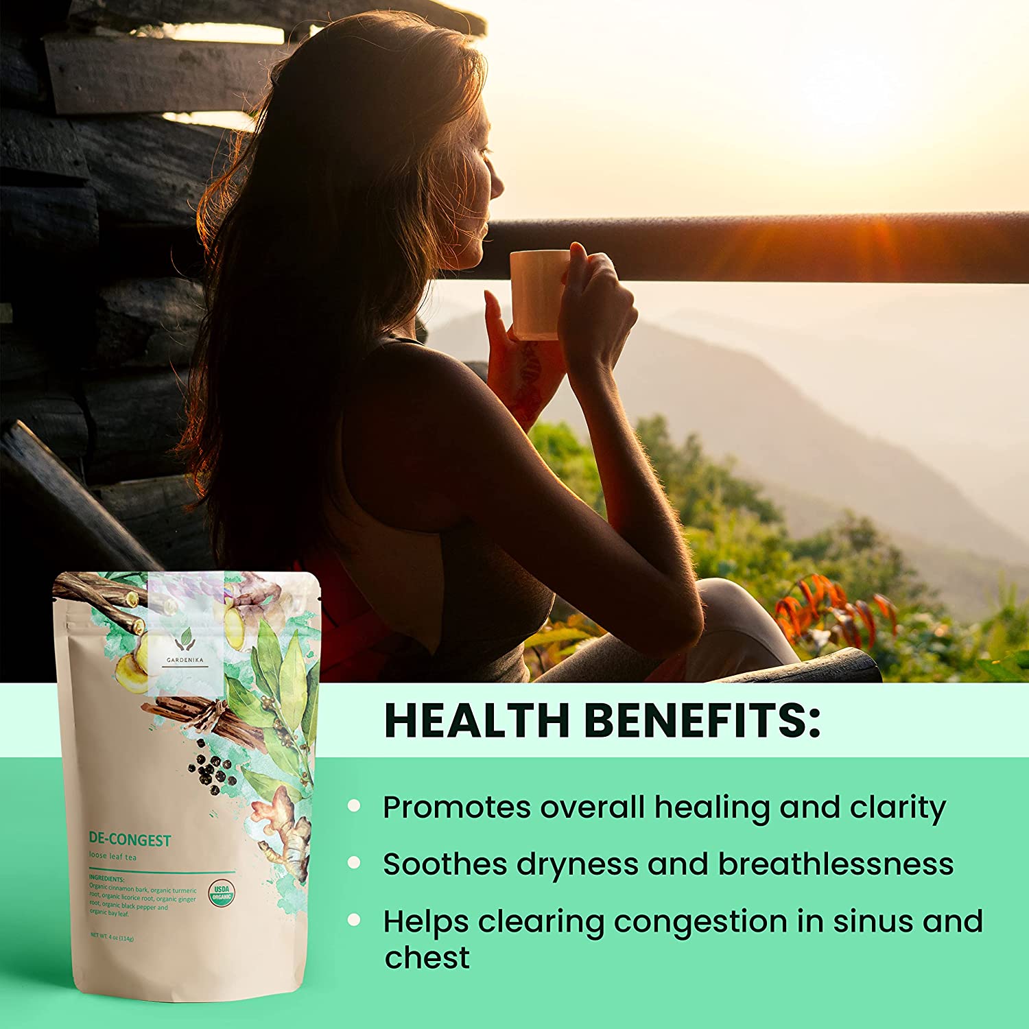 Decongest Tea, Respiratory Comfort | Turmeric Ginger Blend | Organic