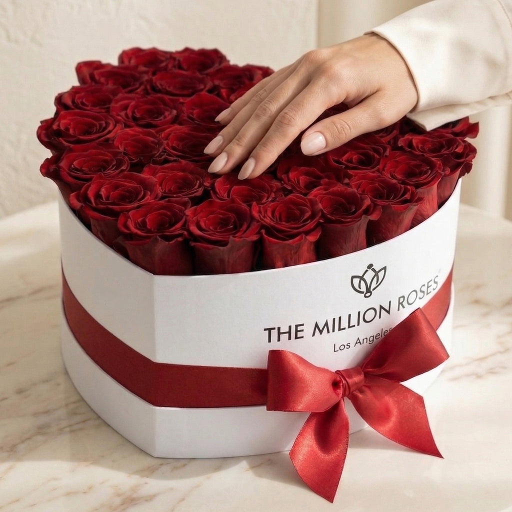 Heart White Box | Red Roses
