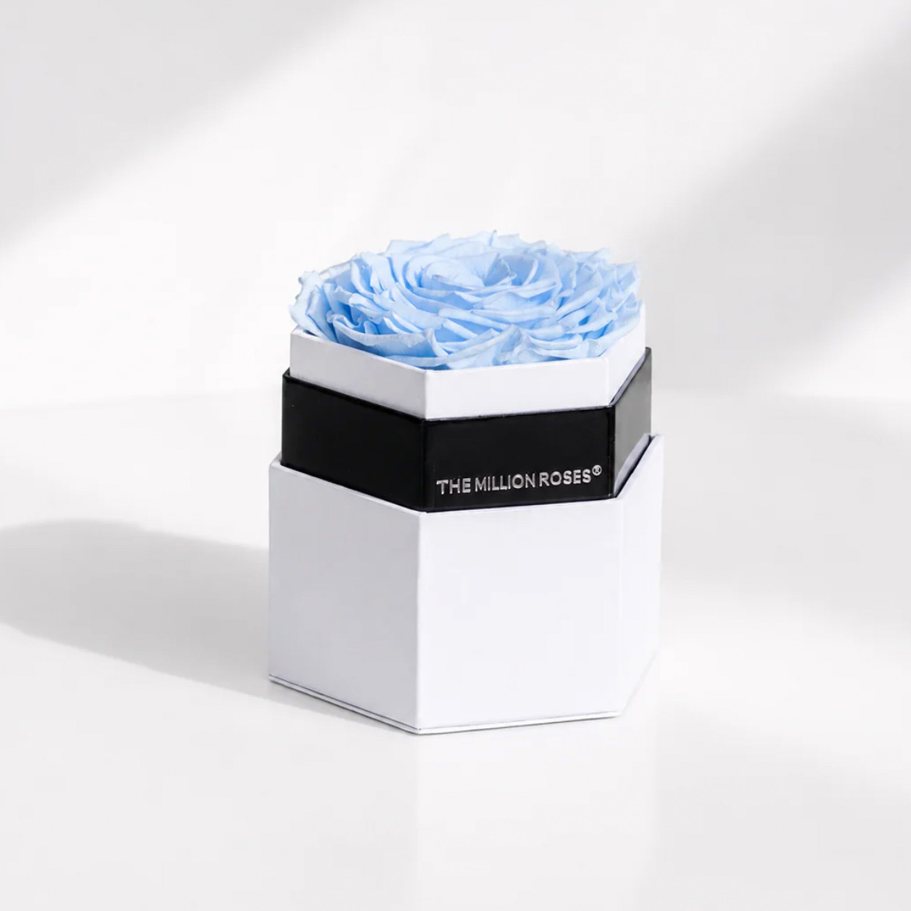 One in a Million™ White Hexagon Box | Light Blue Rose