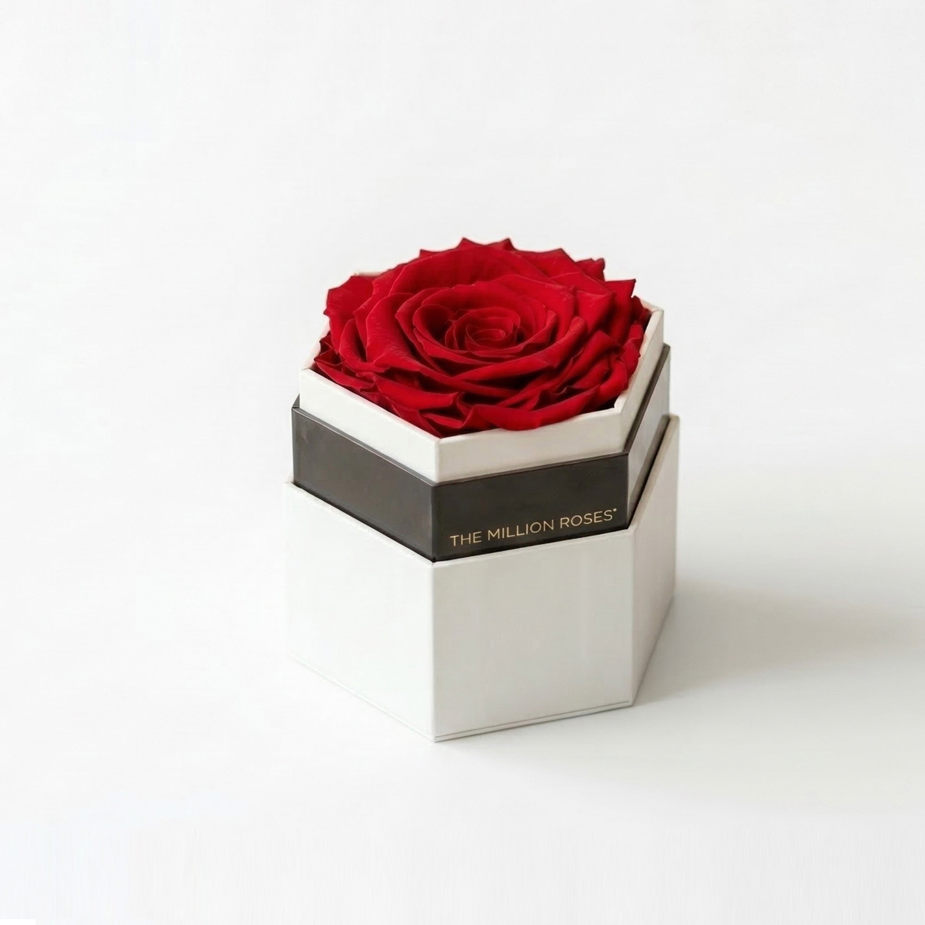 One in a Million™ White Hexagon Box | Red Rose