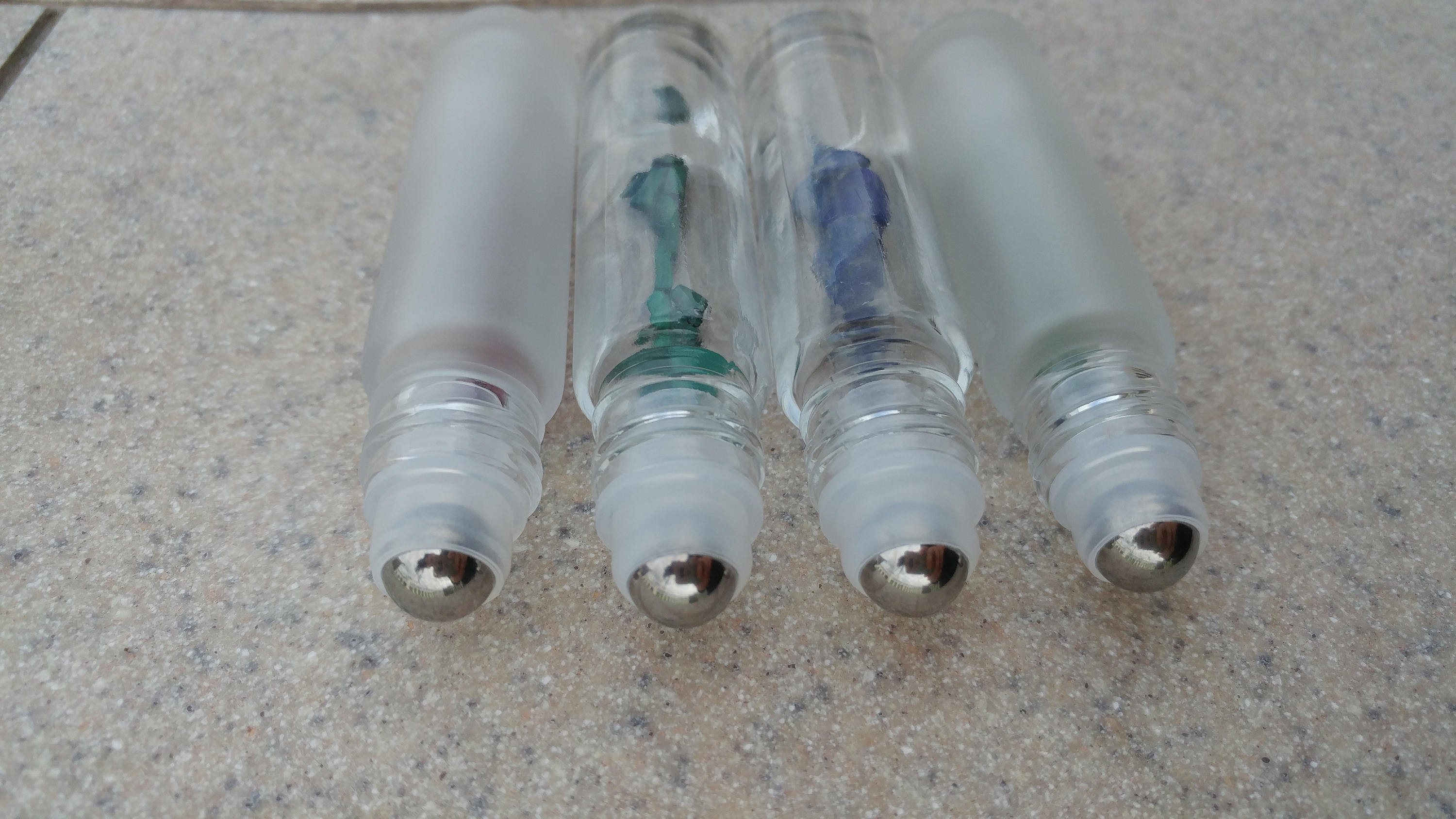 Gemstone roller bottle /Clear /Frosted /Gold lid /Rose Quartz /Green Aventurine /Garnet /Malachite /Citrine /Lapis Lazuli / Crystal roll on