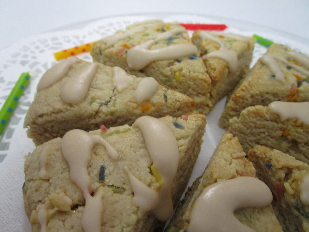 Grain Free Scones, KETO, Vanilla Birthday Cake, Gluten Free, Dairy Free, Sugar Free, Vegan Dessert, Egg Free, Low Carb Snack, Fitness Pastry