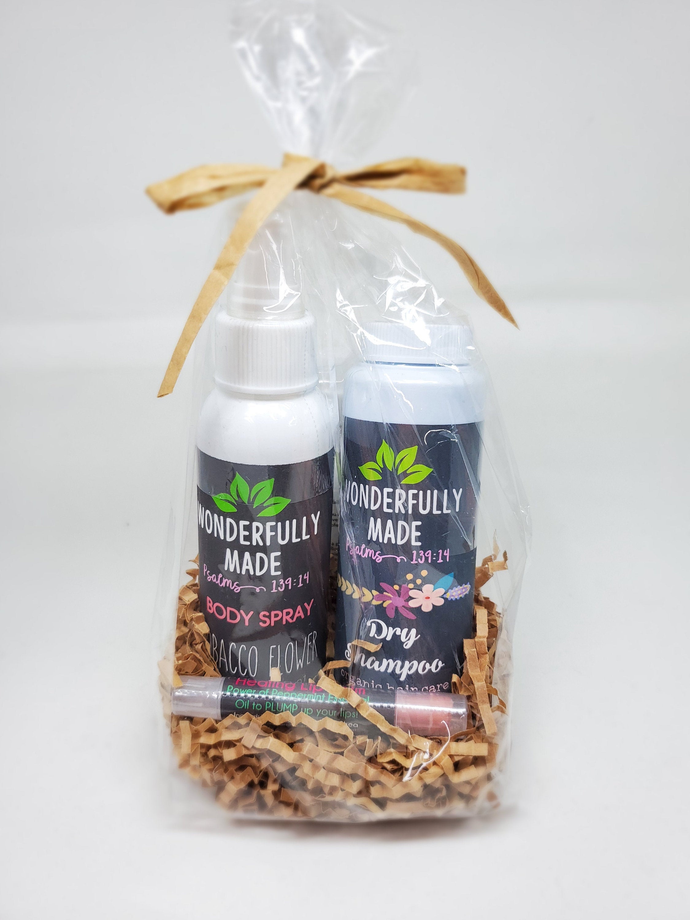 Spa Gift Basket | Ladies Essential Care Package | Organic All-Natural | Dry Shampoo | Lip Balm | Body Spray | Thinking of you | Take Care