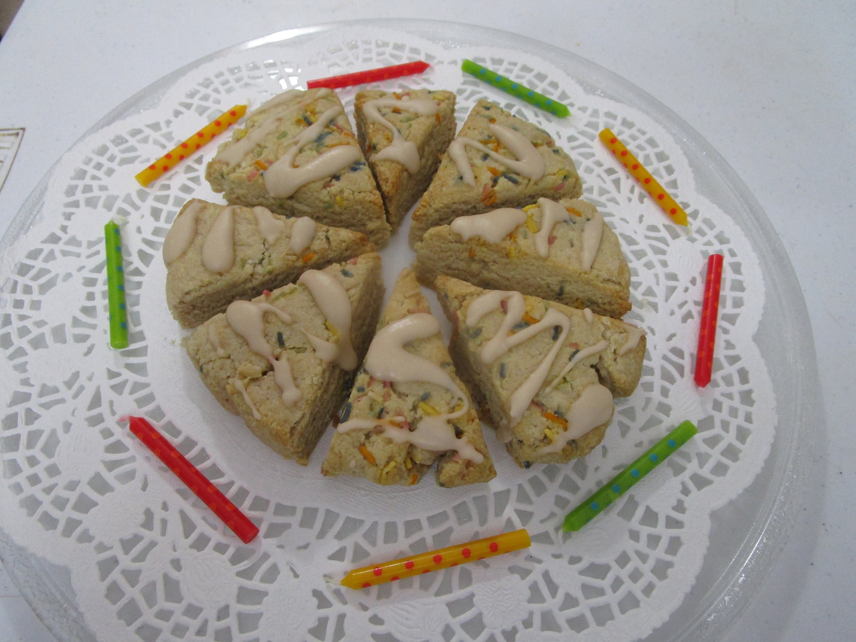 Grain Free Scones, KETO, Vanilla Birthday Cake, Gluten Free, Dairy Free, Sugar Free, Vegan Dessert, Egg Free, Low Carb Snack, Fitness Pastry