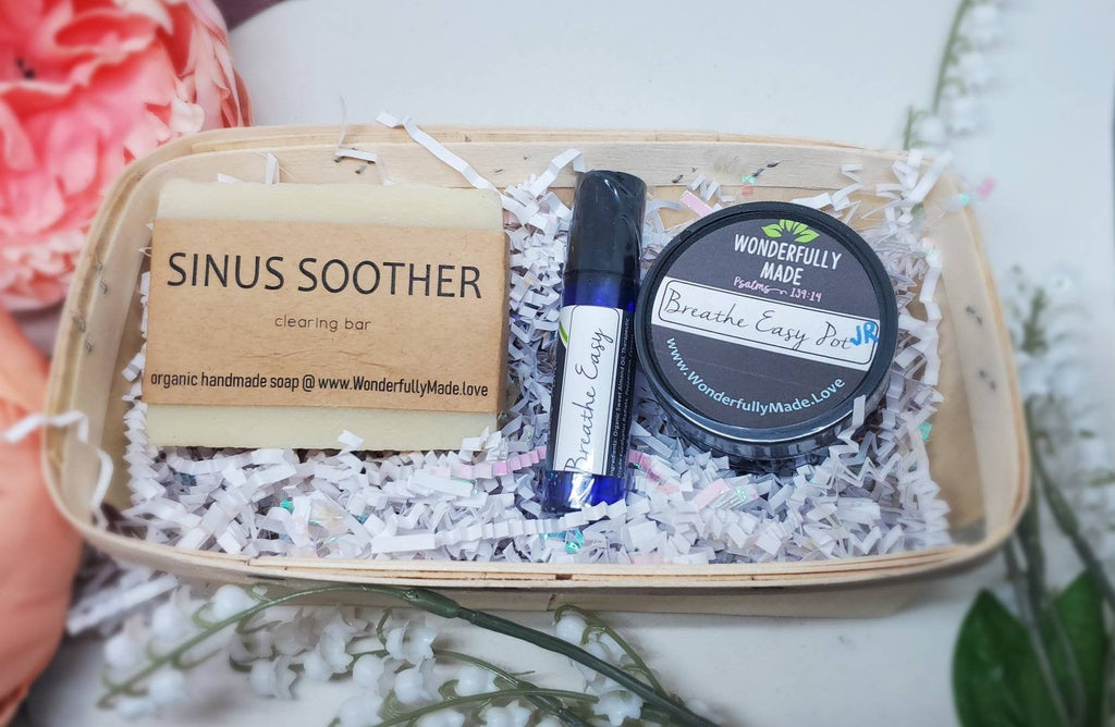 Sinus Help Care Package | Gift Bundle | Vapor Rub | Breathe Easy Natural Sinus Relief | Sinus Soother Handmade Soap | Organic Man woman Gift