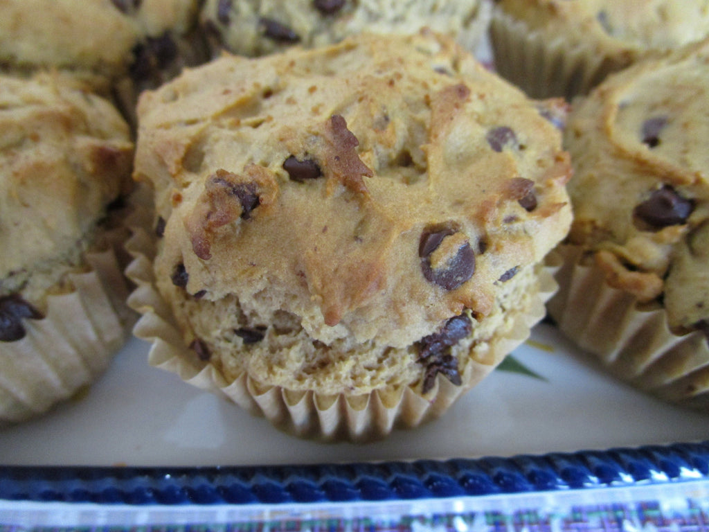 Gluten Free Muffin, Dairy Free, Egg Free, Vegan, Nut Free, Healthy Breakfast, Chocolate Chip treat, portable breakfast, Coconut Sugar snacks