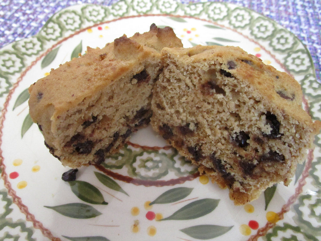 Gluten Free Muffin, Dairy Free, Egg Free, Vegan, Nut Free, Healthy Breakfast, Chocolate Chip treat, portable breakfast, Coconut Sugar snacks