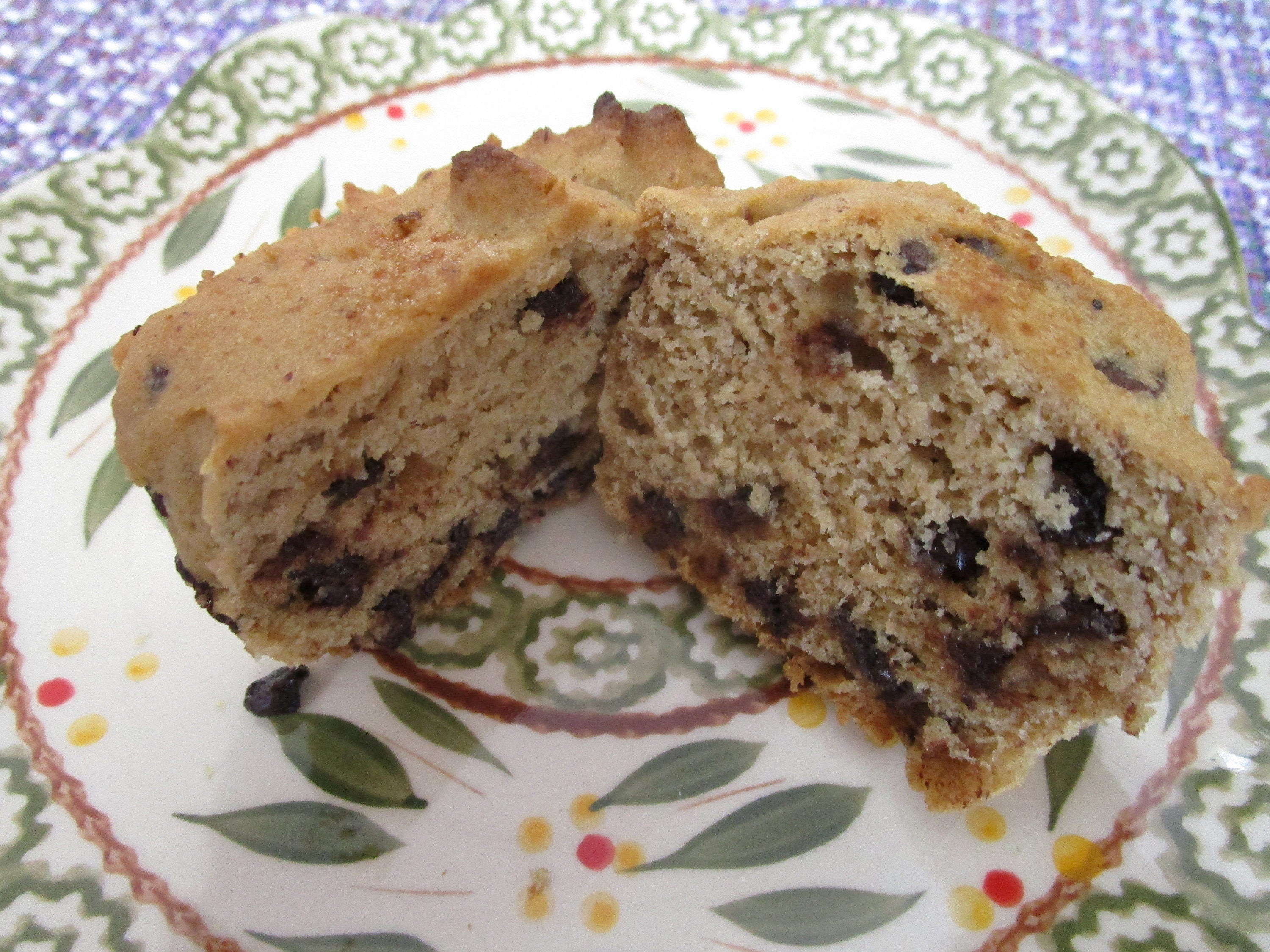Gluten Free Muffin, Dairy Free, Egg Free, Vegan, Nut Free, Healthy Breakfast, Chocolate Chip treat, portable breakfast, Coconut Sugar snacks