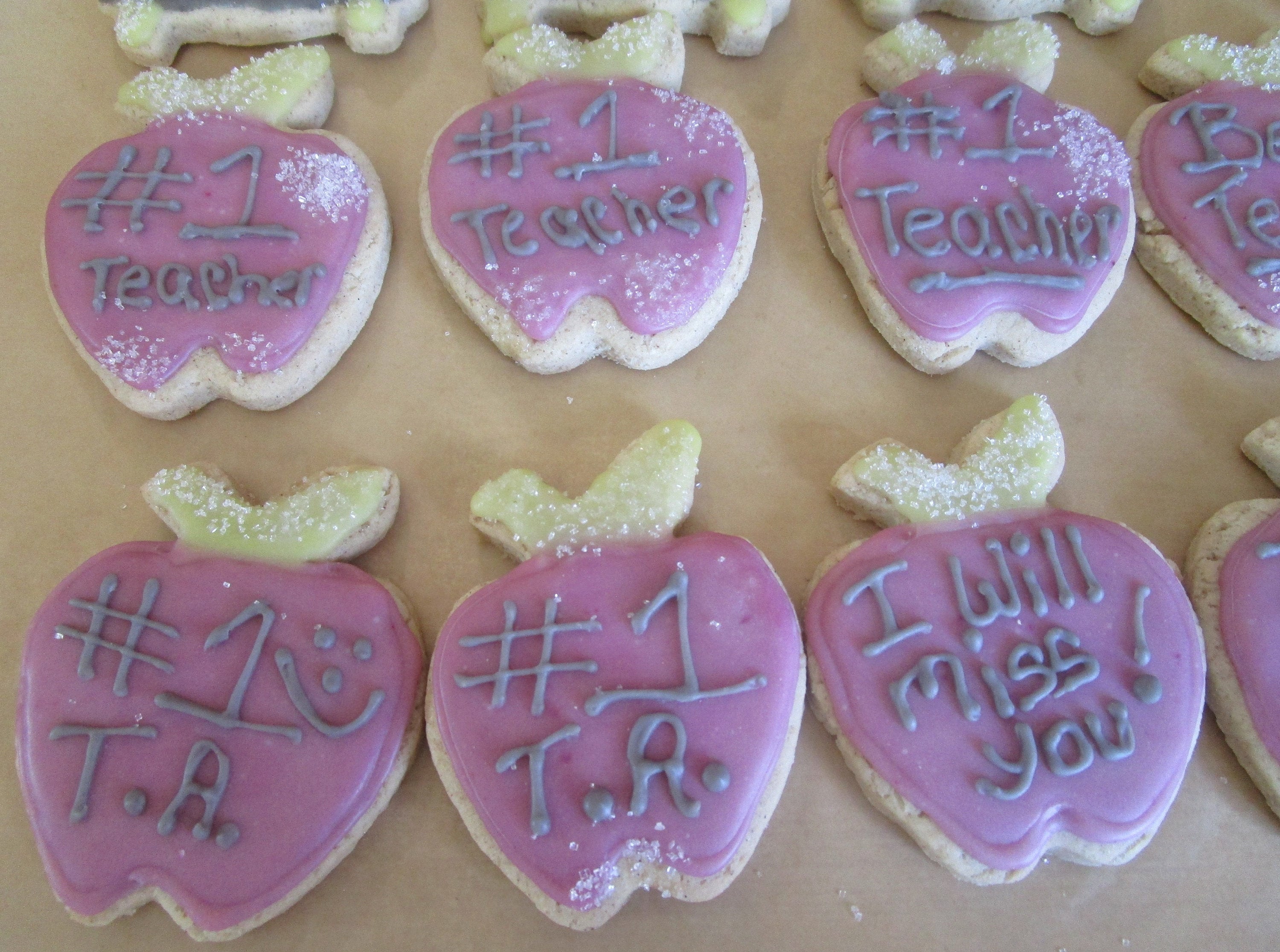 Teacher Gift, Sugar Cookies, Gluten Free, Dairy Free, Egg Free, thank you, Special Ed, Aide, End of Year, #1 Bus Driver, Apple, Nut Free,