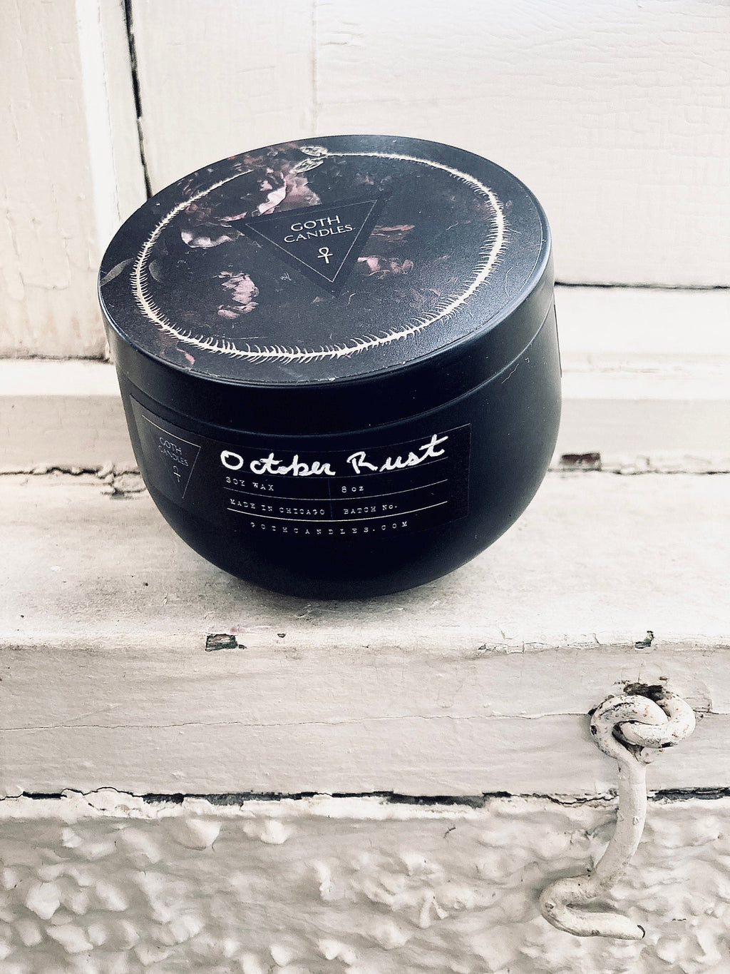 Burning Leaves & Fireplace Scented Candle – October Rust – Goth Candles 8oz