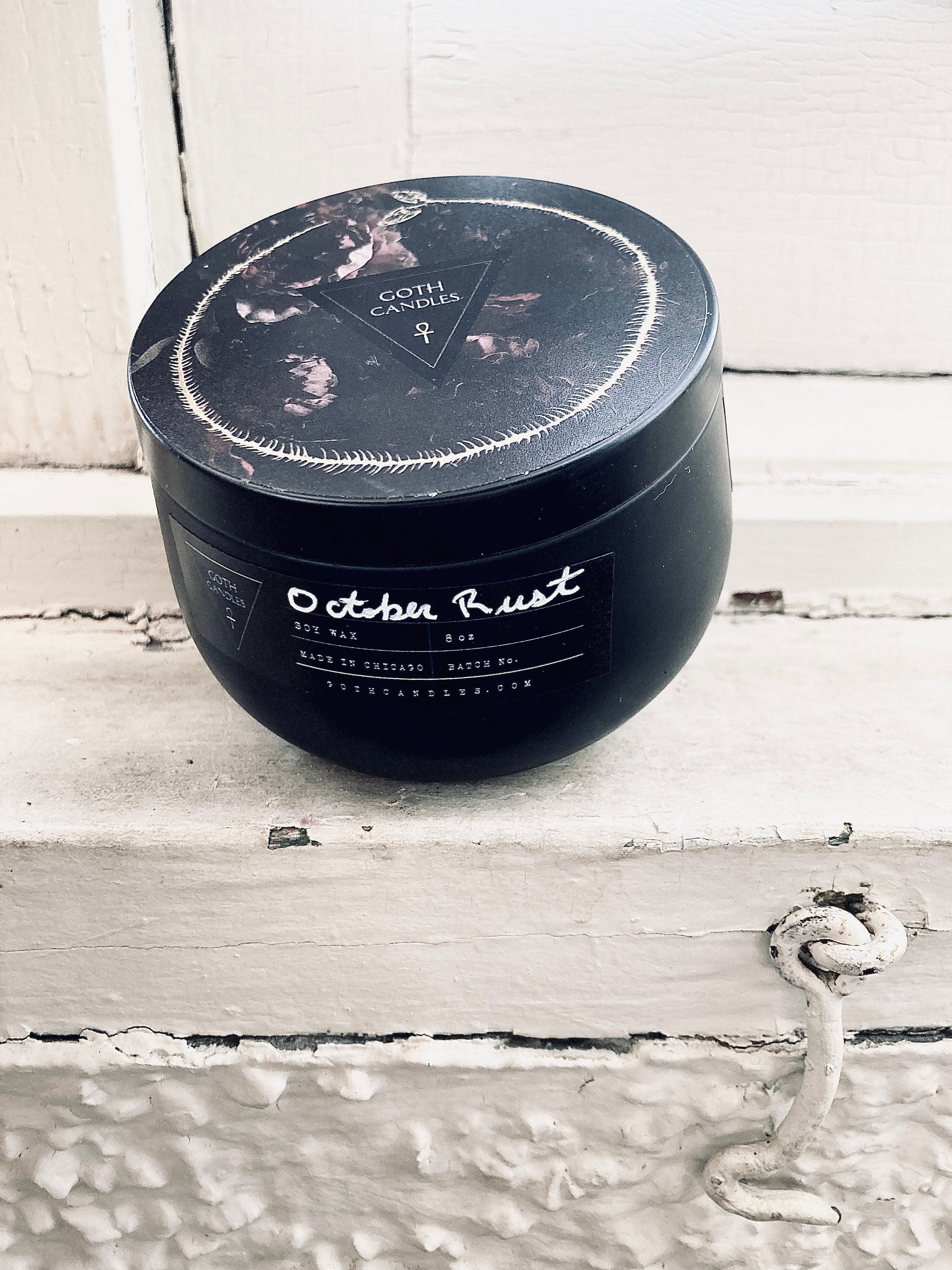 Burning Leaves & Fireplace Scented Candle – October Rust – Goth Candles 8oz