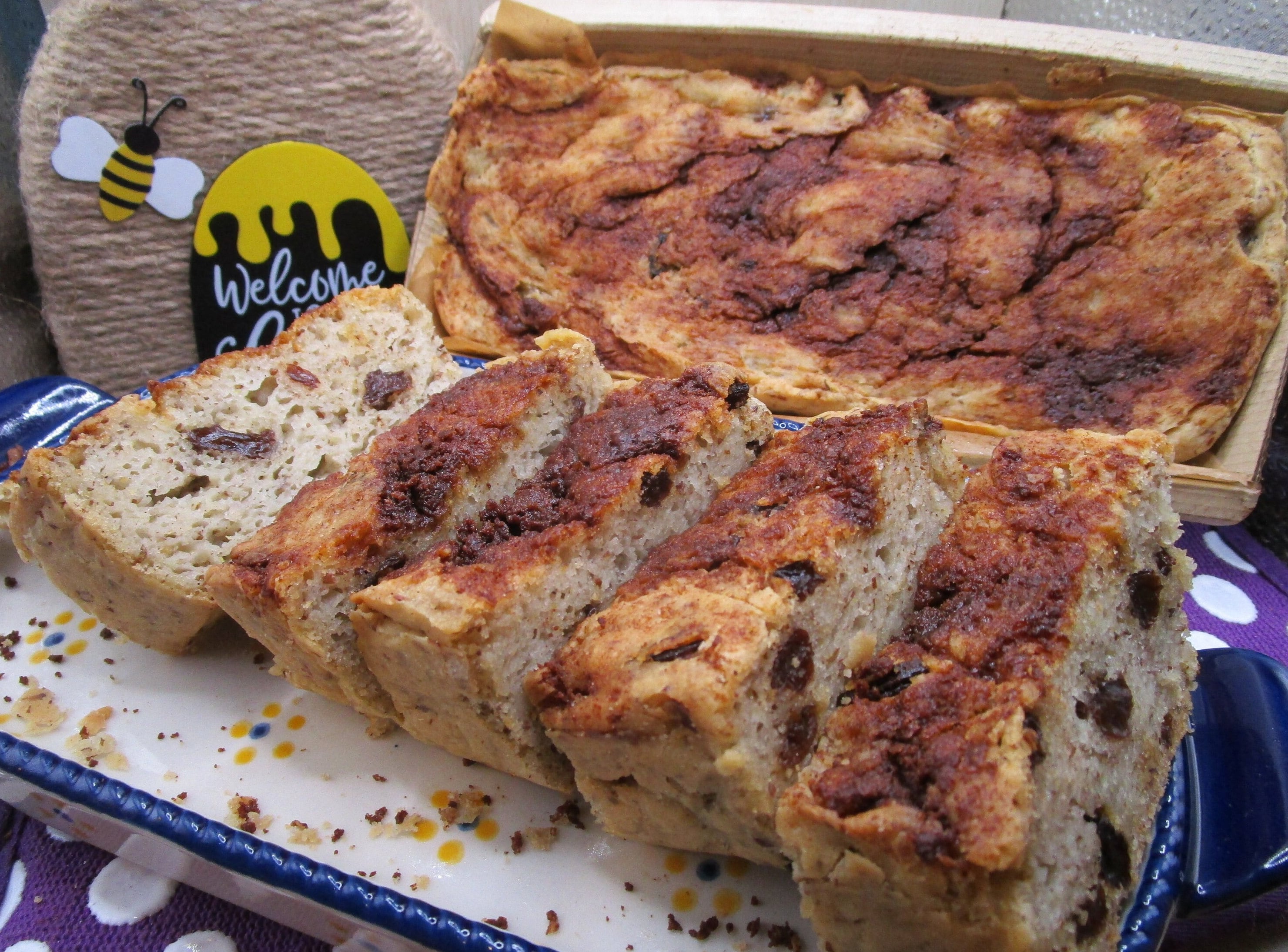 Gluten Free Protein Cinnamon Raisin Bread, Dairy Free, Nut Free, Vegan, Sugar Free Fitness Snack, Clean Eating Breakfast, Graduation Brunch