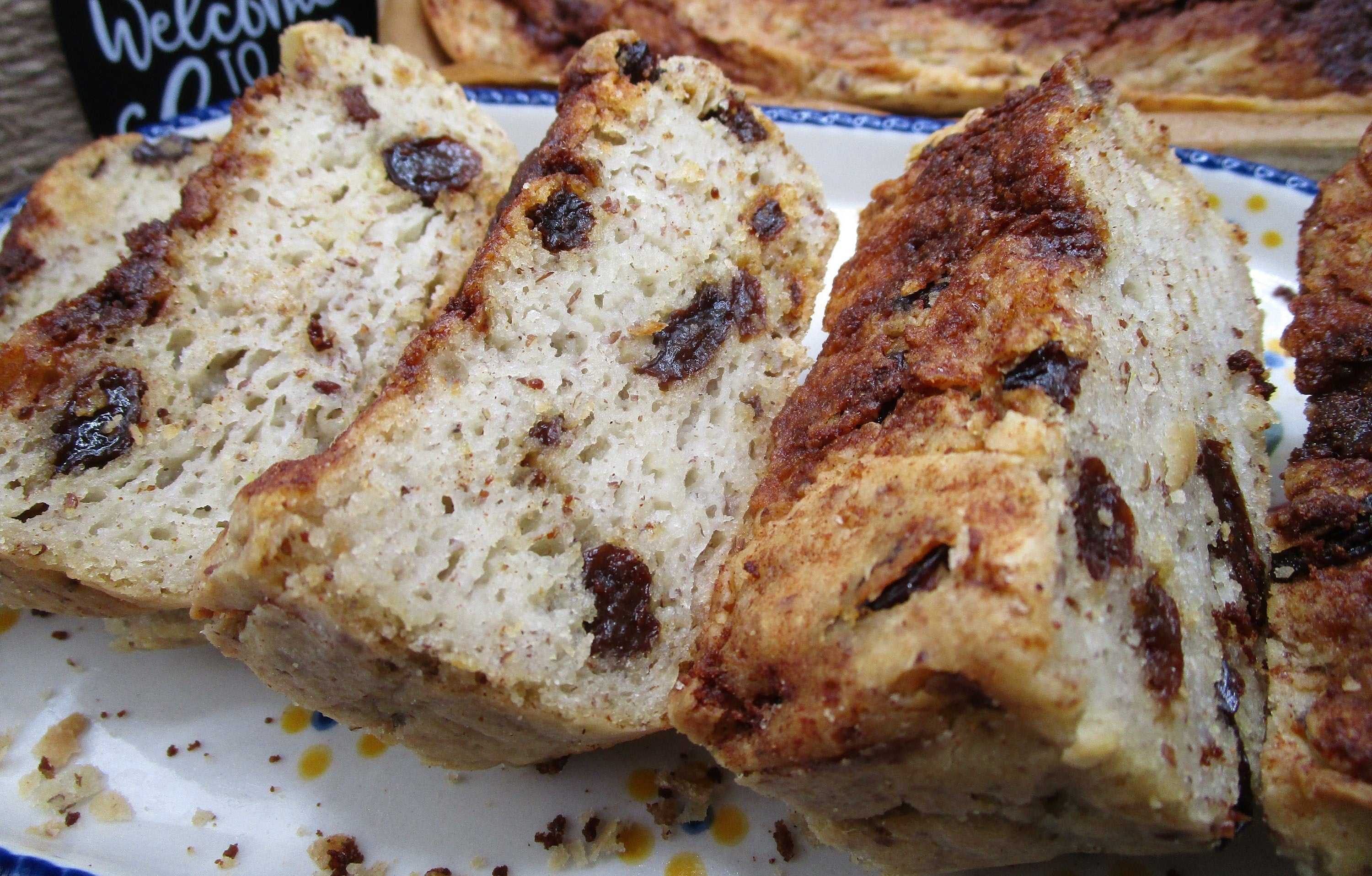 Organic Gluten Free Cinnamon Raisin Sweet Bread, Dairy Free, Vegan, Nut Free, Birthday Breakfast, Mother's Day Brunch, Low Fat, Low Calorie