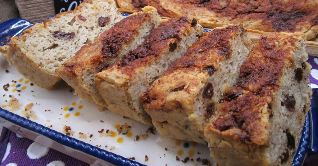 Organic Gluten Free Cinnamon Raisin Sweet Bread, Dairy Free, Vegan, Nut Free, Birthday Breakfast, Mother's Day Brunch, Low Fat, Low Calorie