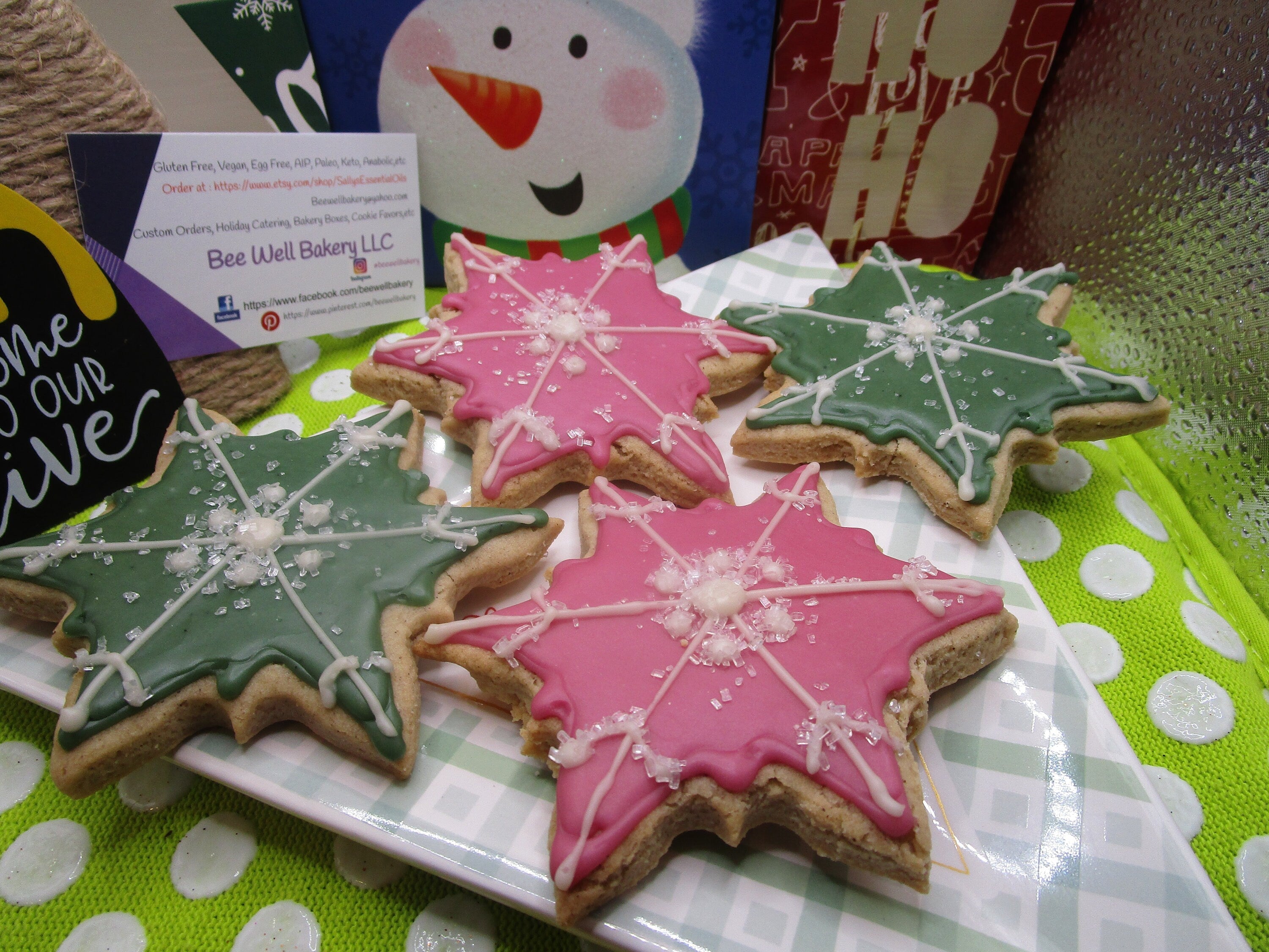 Gluten Free Sugar Cookies, Snowflakes, Dairy Free, Vegan, Egg Free, Nut Free, Girls Birthday Party, Elsa, Anna, Holiday Star, Hannukah
