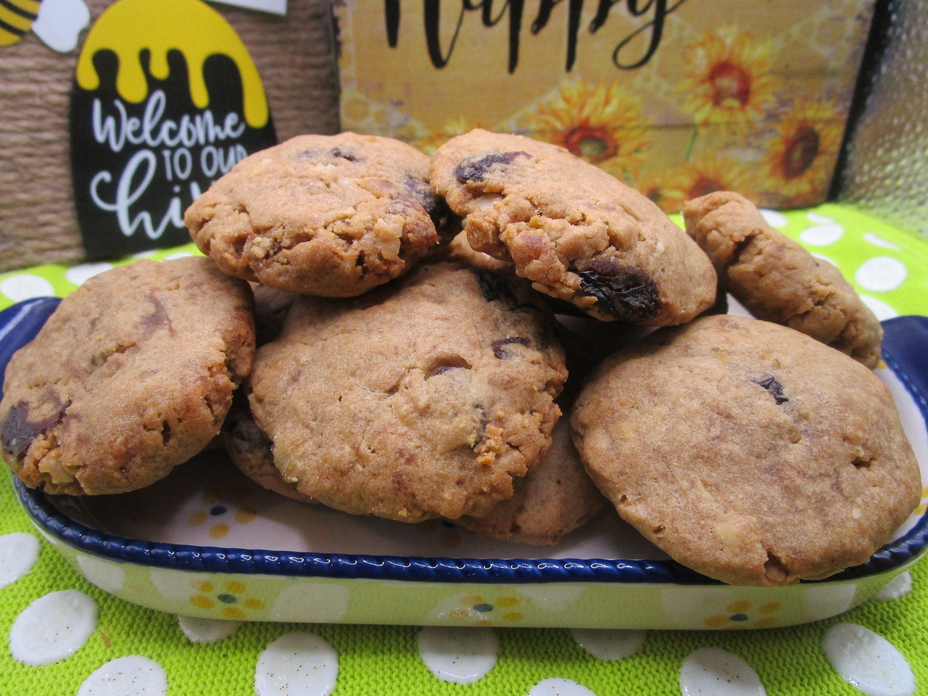Gluten-Free Cinnamon Raisin Cookies, Vegan Protein Snack, Dairy Free, Nut Free, Portable Snacks, Fitness Gift, Low Sugar or Sugar Free