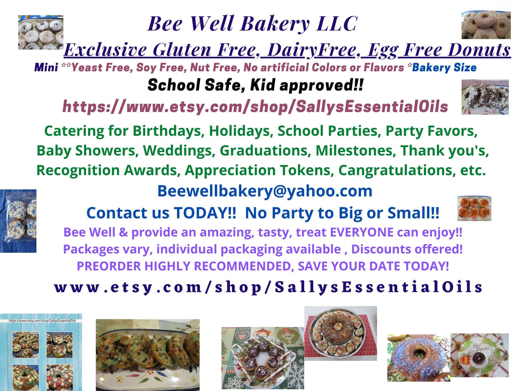 Mini Donut Rings, Gluten Free, Dairy Free, Egg Free, Chocolate Glazed, Chocolate Chip, Vegan, Nut Free, Dessert, Birthday, Memorial Day, BBQ