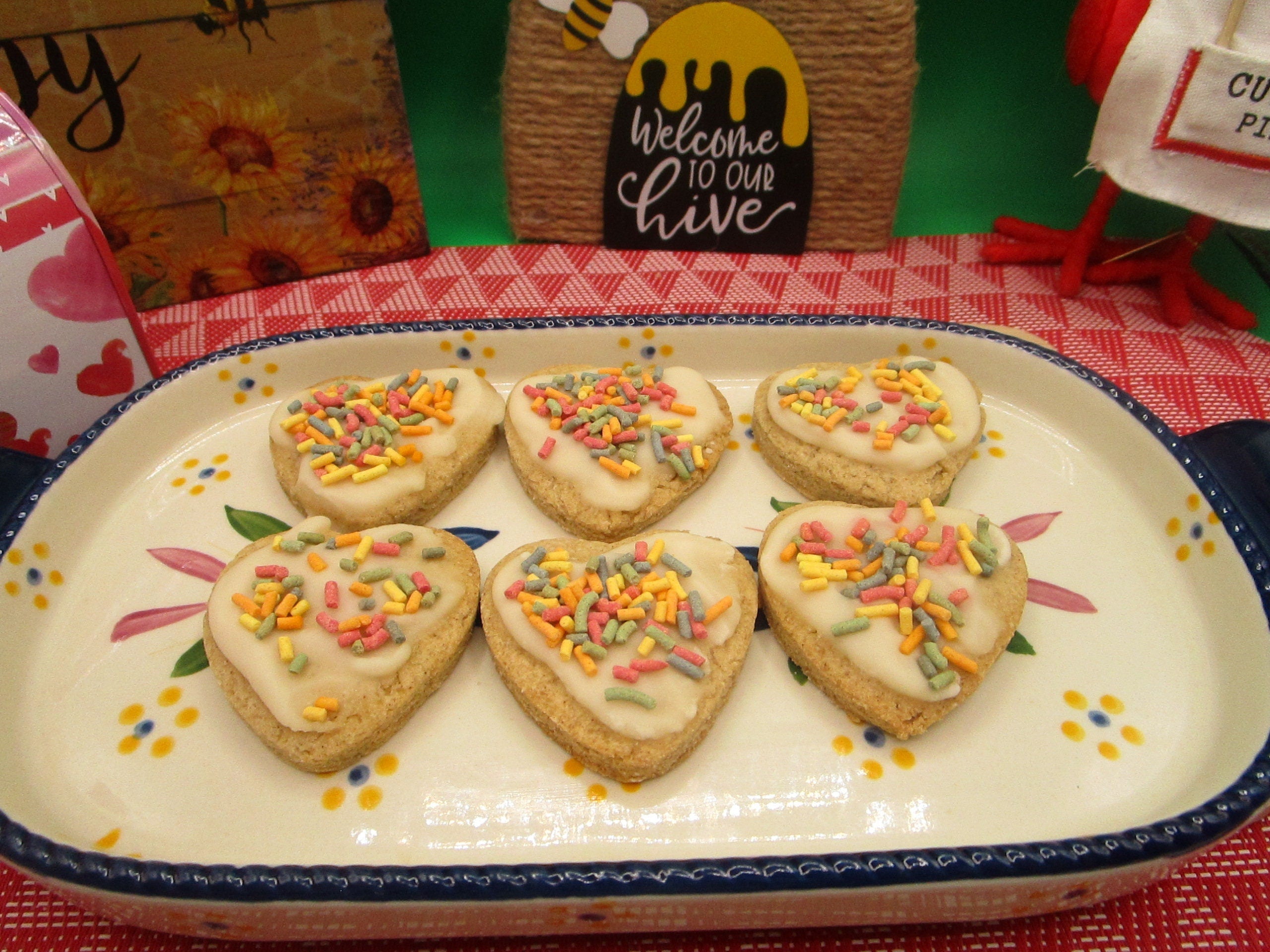 Sugar Free Cookies, Hearts, Gluten Free, Dairy Free, Vegan, Nut Free, Low Calorie, Wedding Dessert, Engagement, Love, Mother's Day Gifts