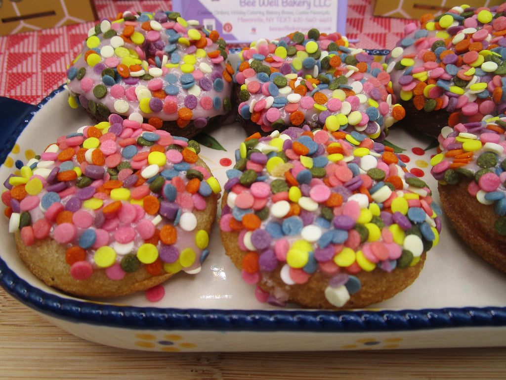 Gluten Free Mini donuts, two bite, Vegan, Egg Free, Dairy Free, School Safe, Birthday Gift, Low Fat, Healthy snacks, July 4th dessert, baked