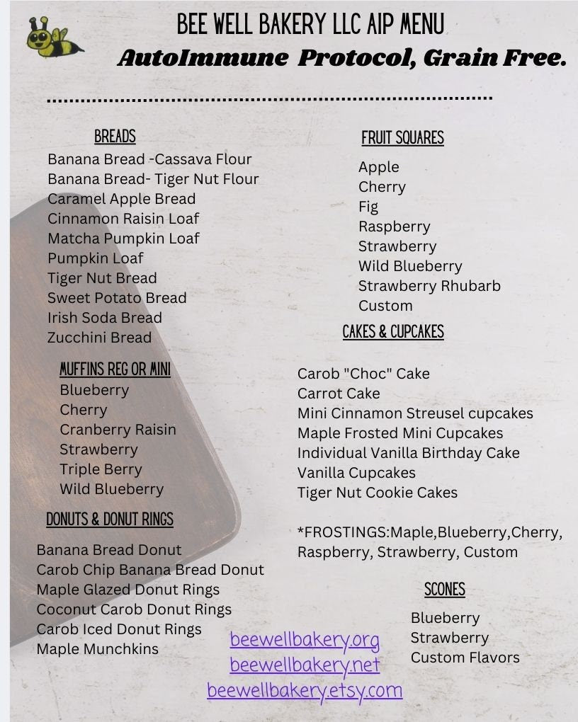 Grain Free, AIP Paleo Banana Blueberry Bread, Gluten Free, Vegan. Organic, Dairy Free, Egg Free, Wellness Gift, Healthy Snacks, Autoimmune
