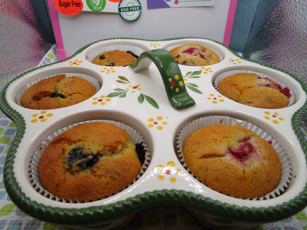 Sugar Free Muffins, Gluten Free, Dairy Free, Egg Free, Strawberry, Blueberry, Cherry, Allulose, Brunch, Low Calorie Breakfast, Healthy Snack