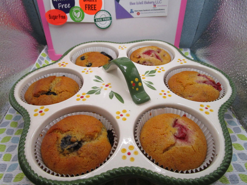 Sugar Free Muffins, Gluten Free, Dairy Free, Egg Free, Strawberry, Blueberry, Cherry, Allulose, Brunch, Low Calorie Breakfast, Healthy Snack