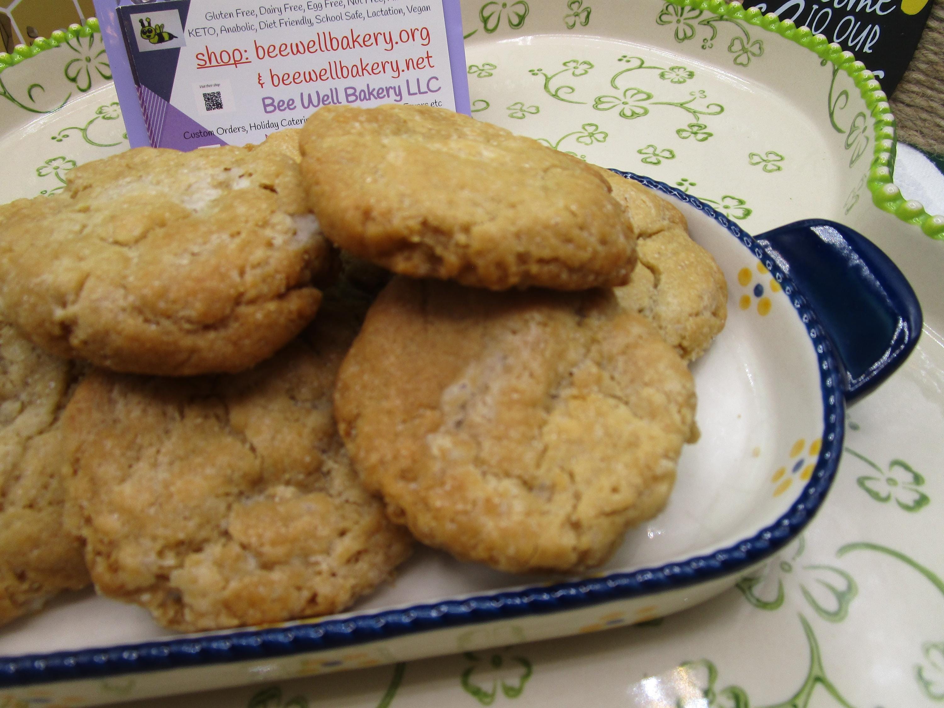 Gluten Free  White Chocolate Chip Macadamia Nut Cookies, Dairy Free, Egg Free, Vegan, Low Sugar, Birthday Gifts, allergy friendly bakery