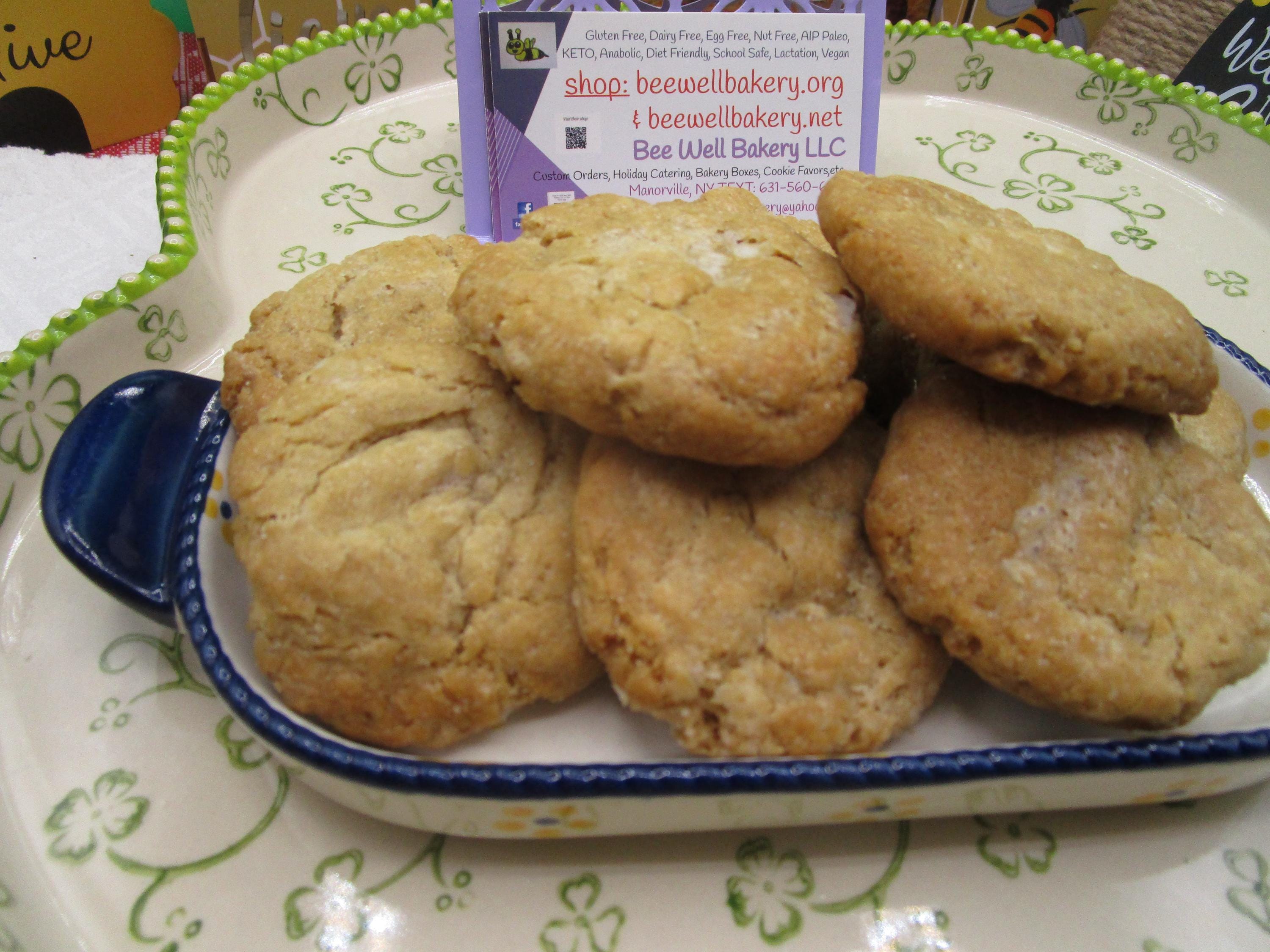 Gluten Free  White Chocolate Chip Macadamia Nut Cookies, Dairy Free, Egg Free, Vegan, Low Sugar, Birthday Gifts, allergy friendly bakery