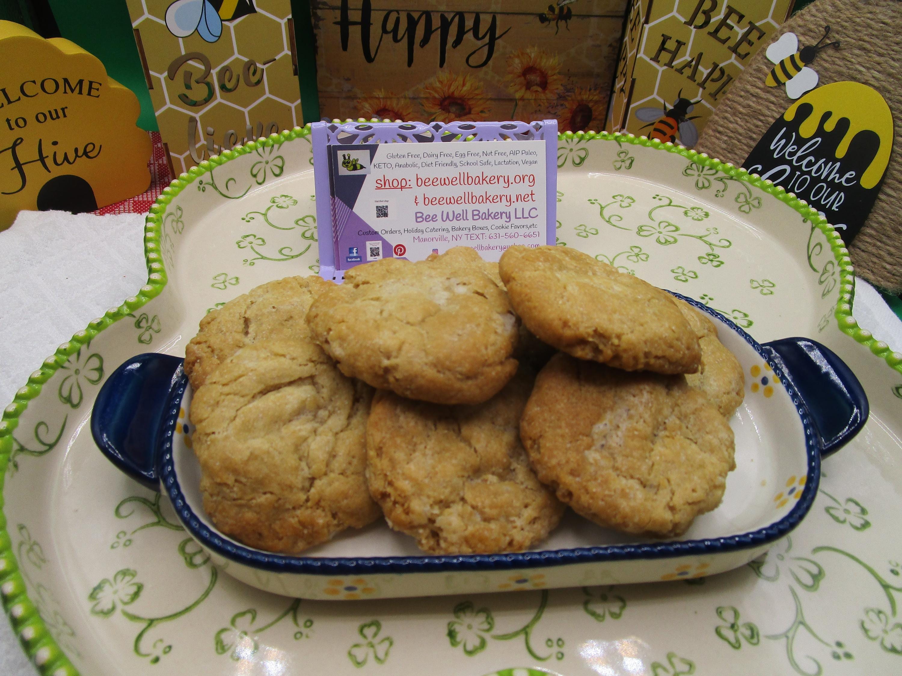 Gluten Free  White Chocolate Chip Macadamia Nut Cookies, Dairy Free, Egg Free, Vegan, Low Sugar, Birthday Gifts, allergy friendly bakery