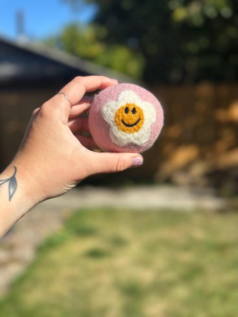 Organic Wool Dryer Balls--Light Pink Bloom