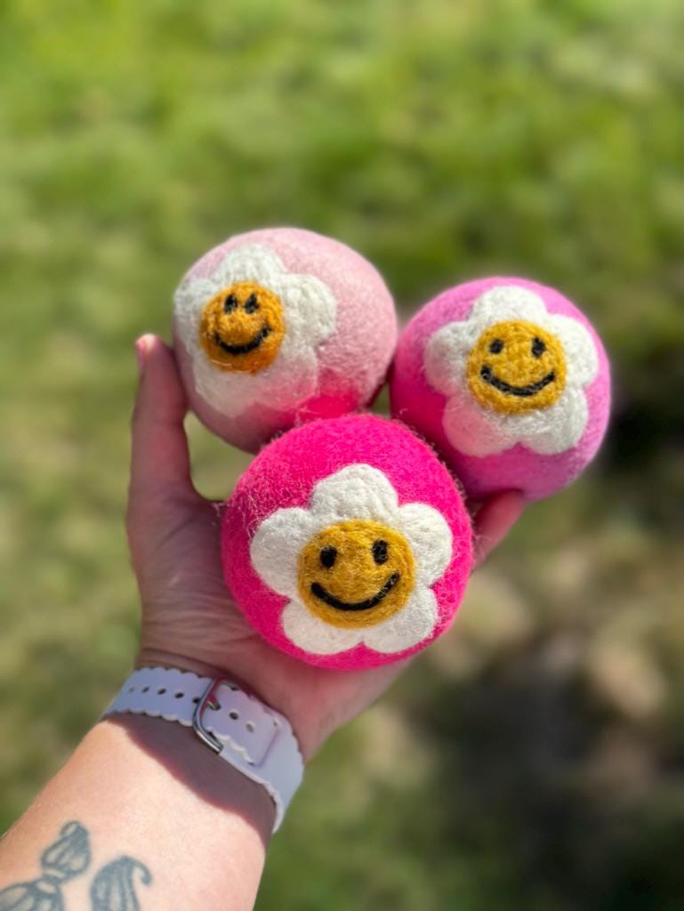 Organic Wool Dryer Balls--Light Pink Bloom