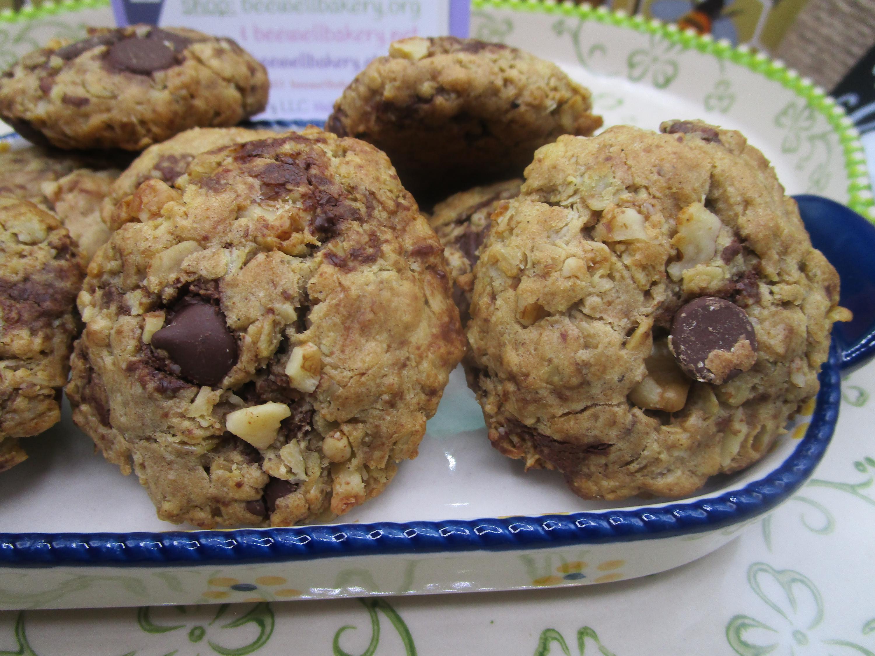 Gluten Free Oat Walnut Dark Chocolate Cookies, Dairy Free, Vegan, Coconut Sugar, Sugar Free, Birthday Gifts, Graduation Party, Non-GMO Oats