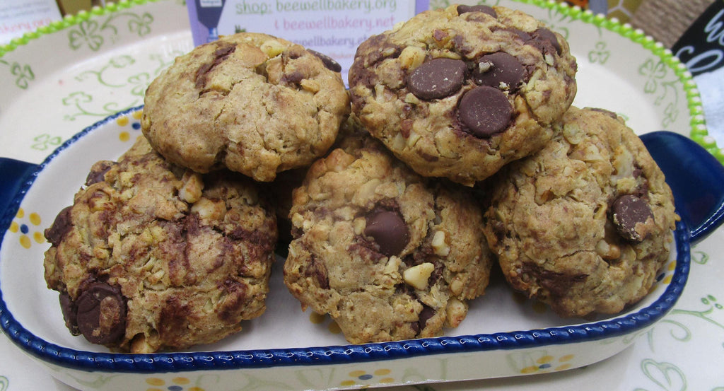 Gluten Free Oat Walnut Dark Chocolate Cookies, Dairy Free, Vegan, Coconut Sugar, Sugar Free, Birthday Gifts, Graduation Party, Non-GMO Oats