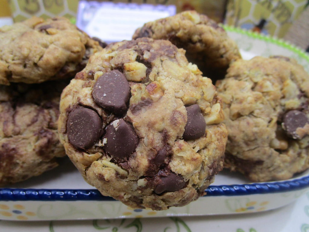 Gluten Free Oat Walnut Dark Chocolate Cookies, Dairy Free, Vegan, Coconut Sugar, Sugar Free, Birthday Gifts, Graduation Party, Non-GMO Oats