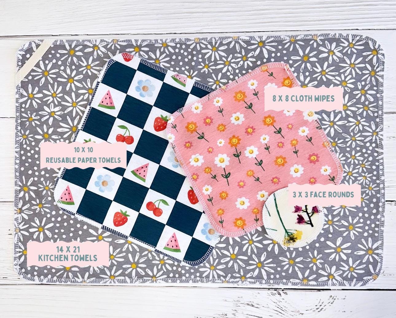 Reusable Paper Towels--Swifting Flora Indigo