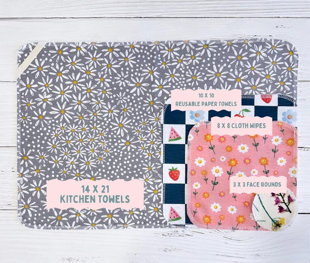 Reusable Paper Towels--Bluebells and Buttercups Dusk